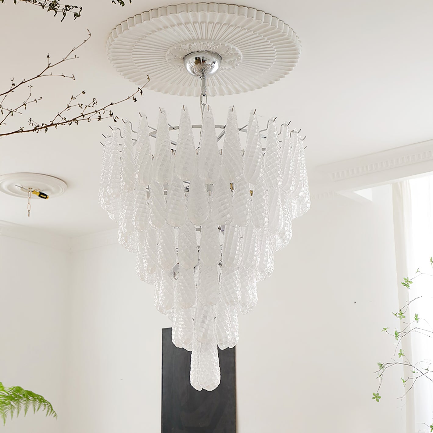 Case Chandelier Glass Droplet Cascade - Letslighting