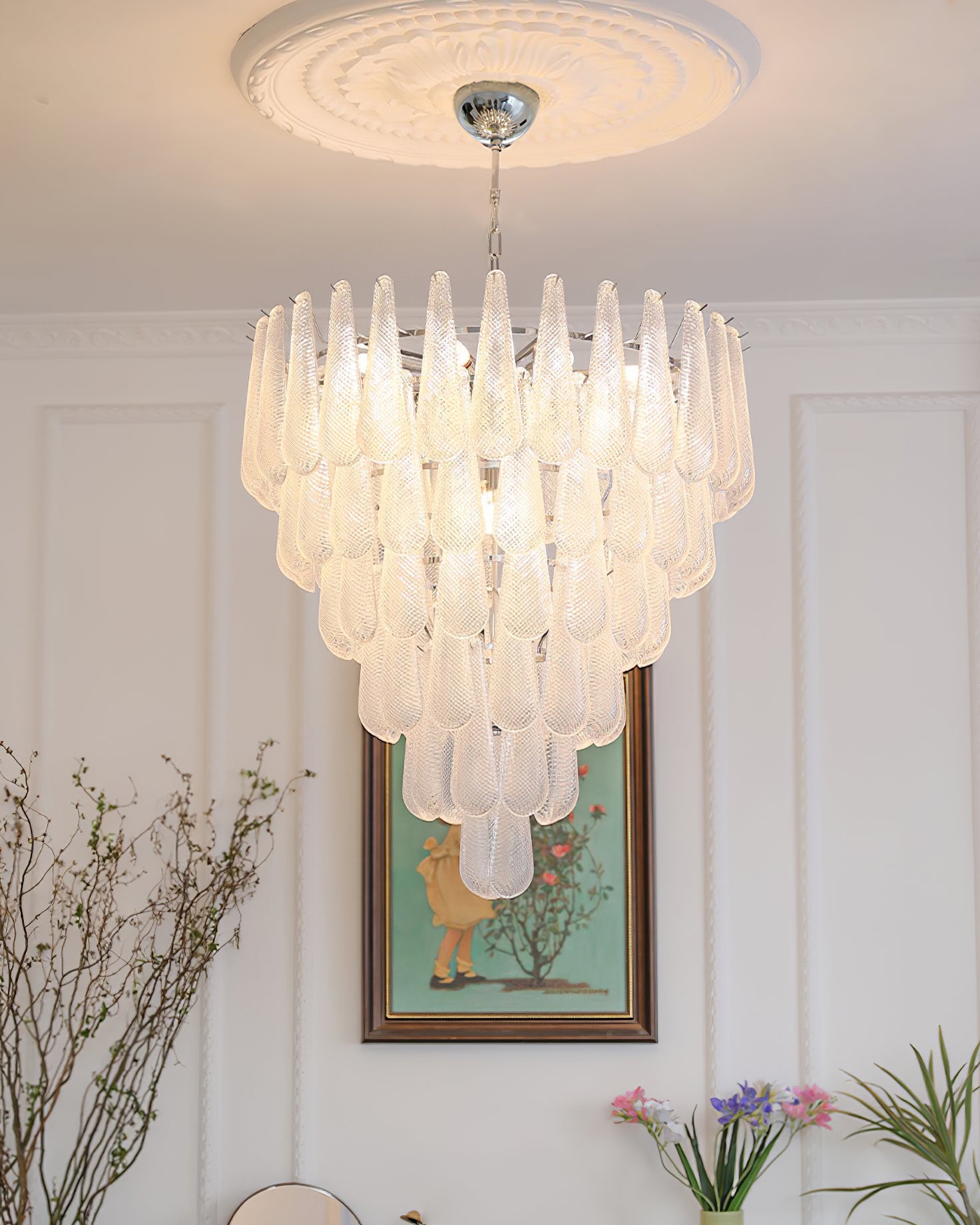 Case Chandelier Glass Droplet Cascade - Letslighting
