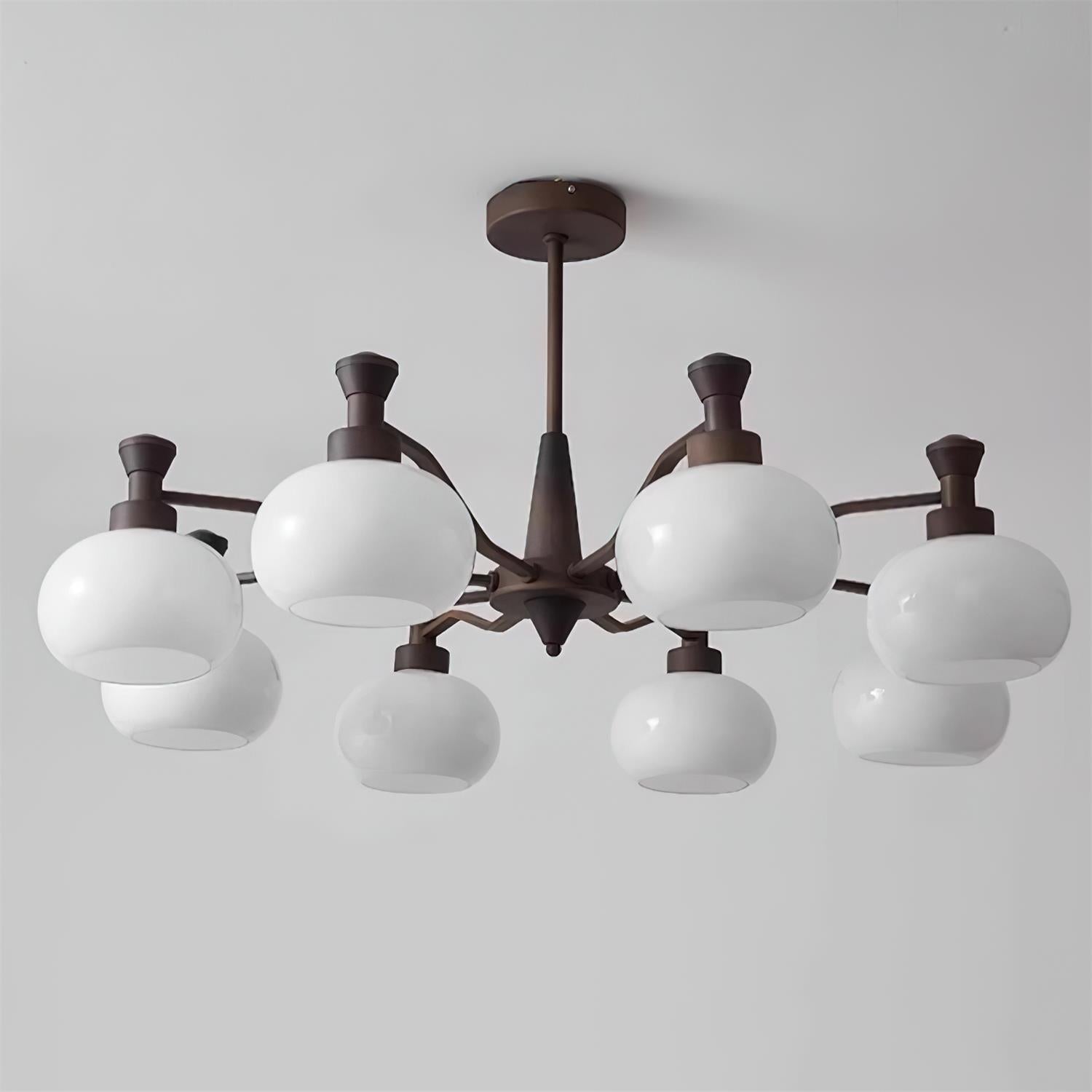 Cassia Chandelier Opal Glass Globe Arms - Letslighting