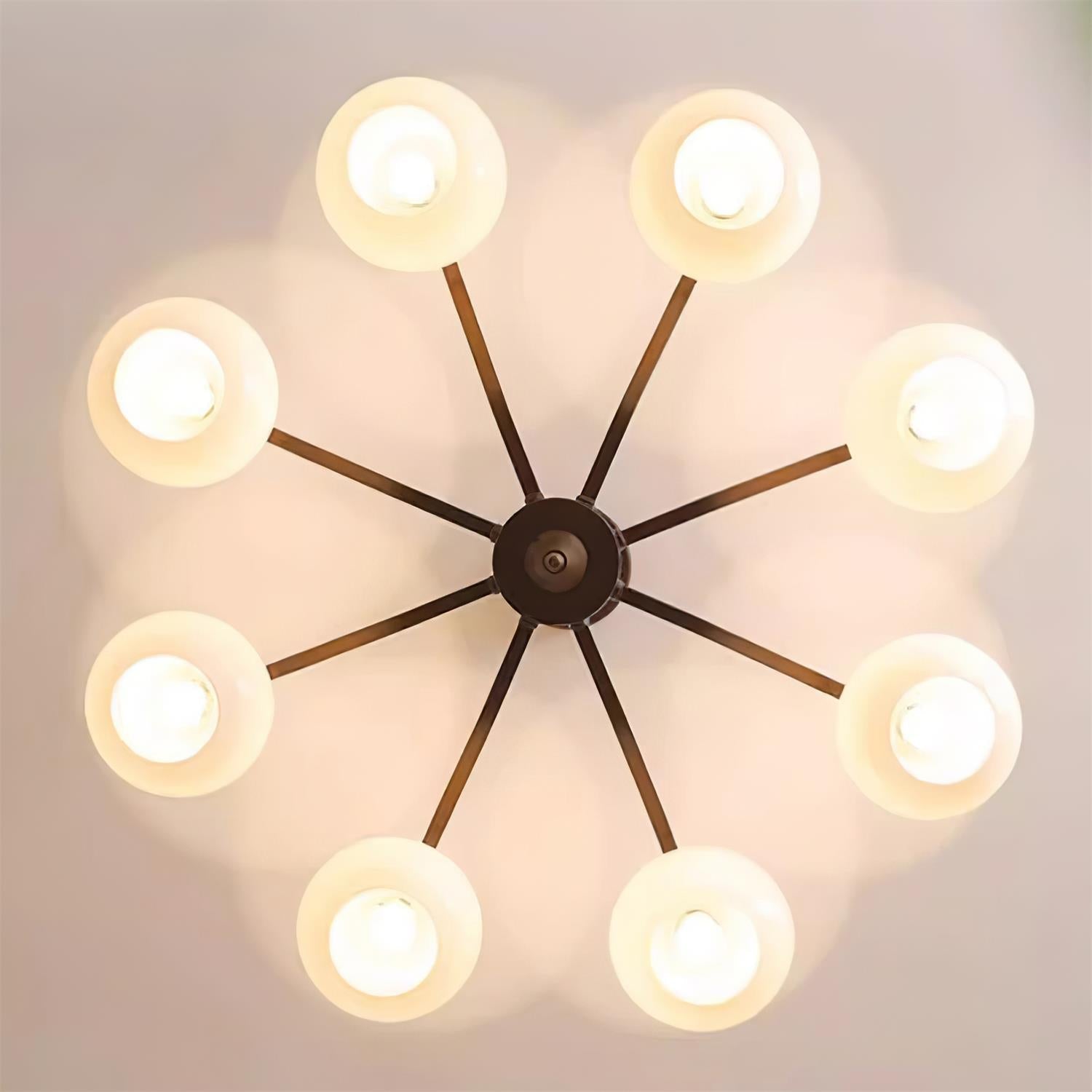 Cassia Chandelier Opal Glass Globe Arms - Letslighting