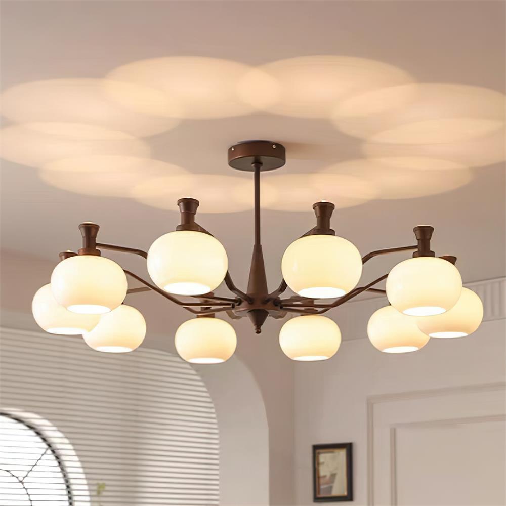 Cassia Chandelier Opal Glass Globe Arms - Letslighting
