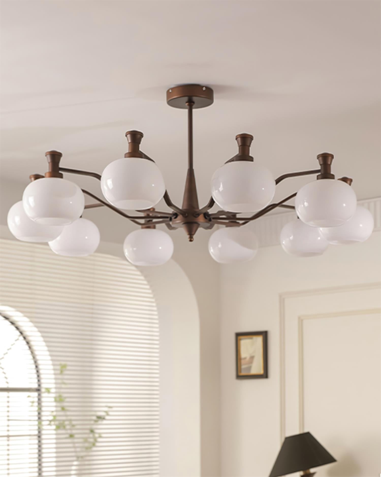 Cassia Chandelier Opal Glass Globe Arms - Letslighting