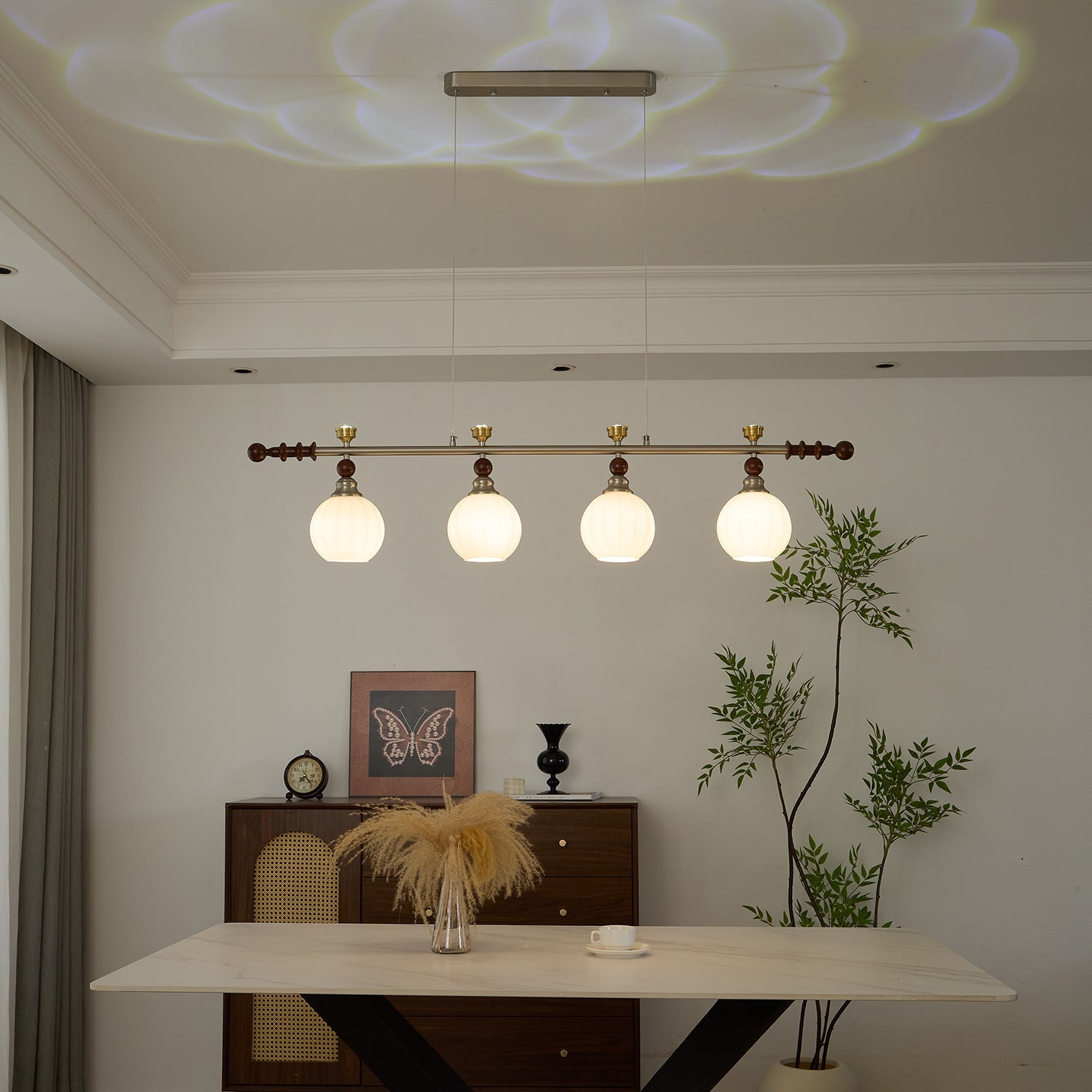 Otheia Elegance Vintage Linear Wood Pendant Lamp - Letslighting