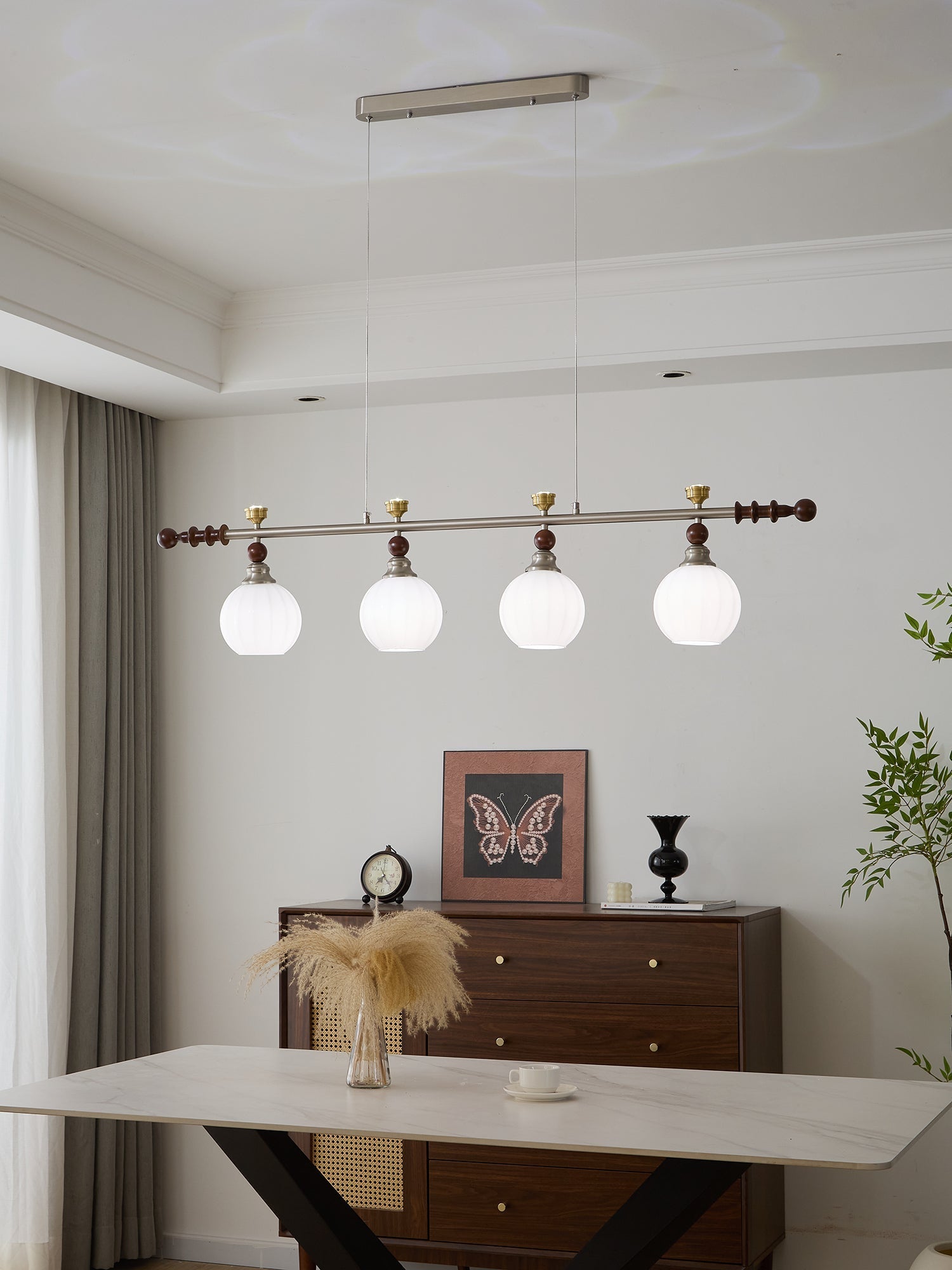 Otheia Elegance Vintage Linear Wood Pendant Lamp - Letslighting