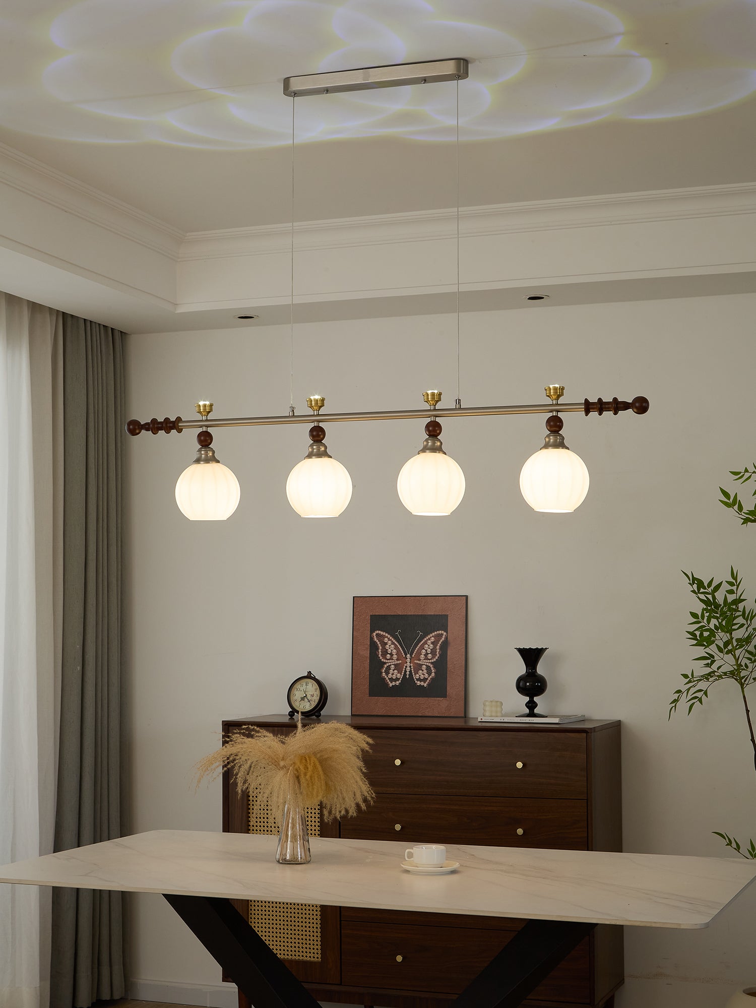 Otheia Elegance Vintage Linear Wood Pendant Lamp - Letslighting