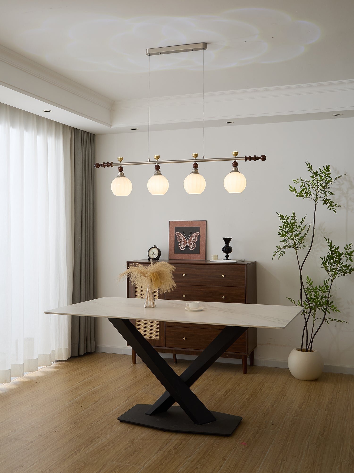 Otheia Elegance Vintage Linear Wood Pendant Lamp - Letslighting