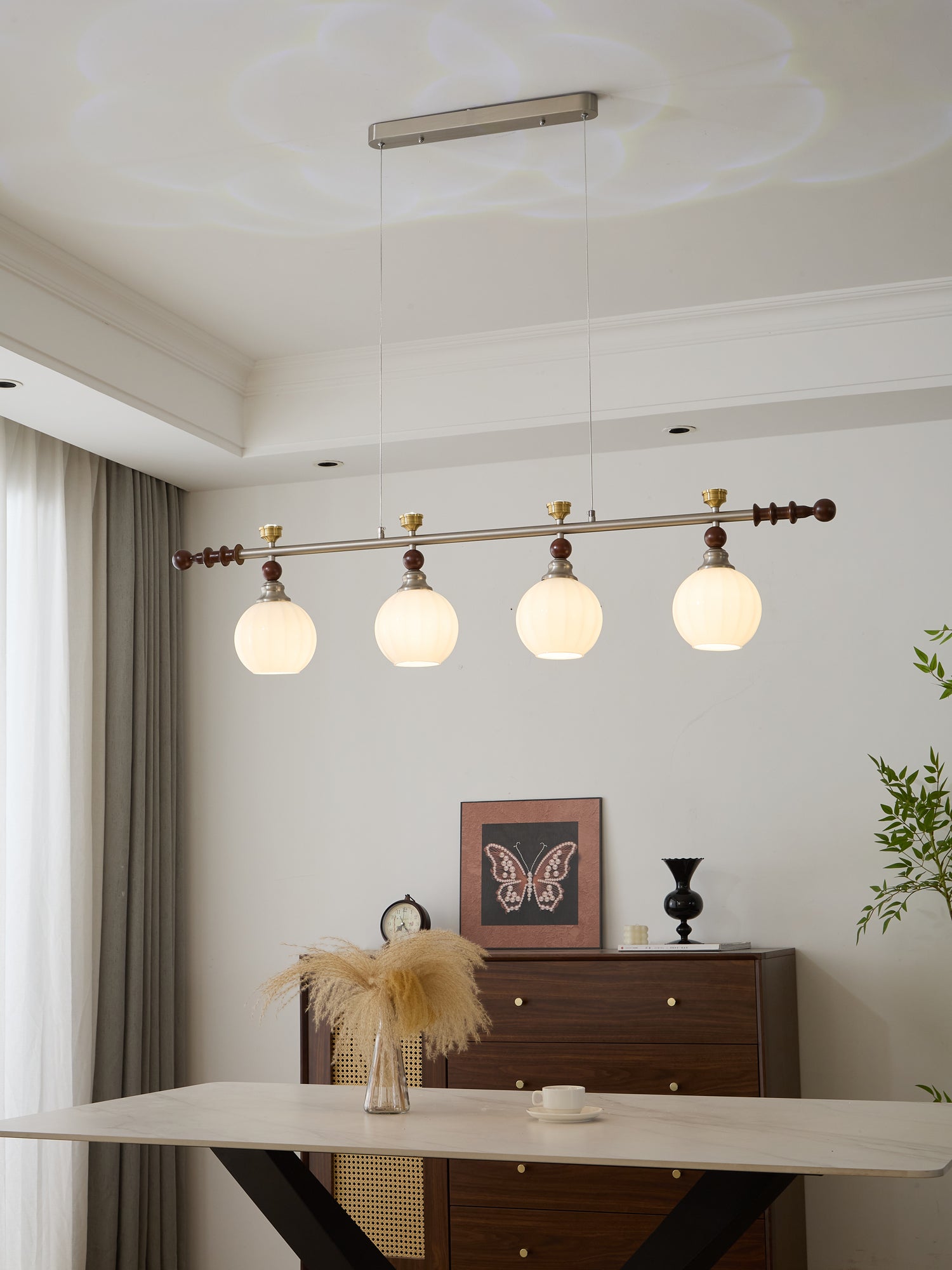 Otheia Elegance Vintage Linear Wood Pendant Lamp - Letslighting