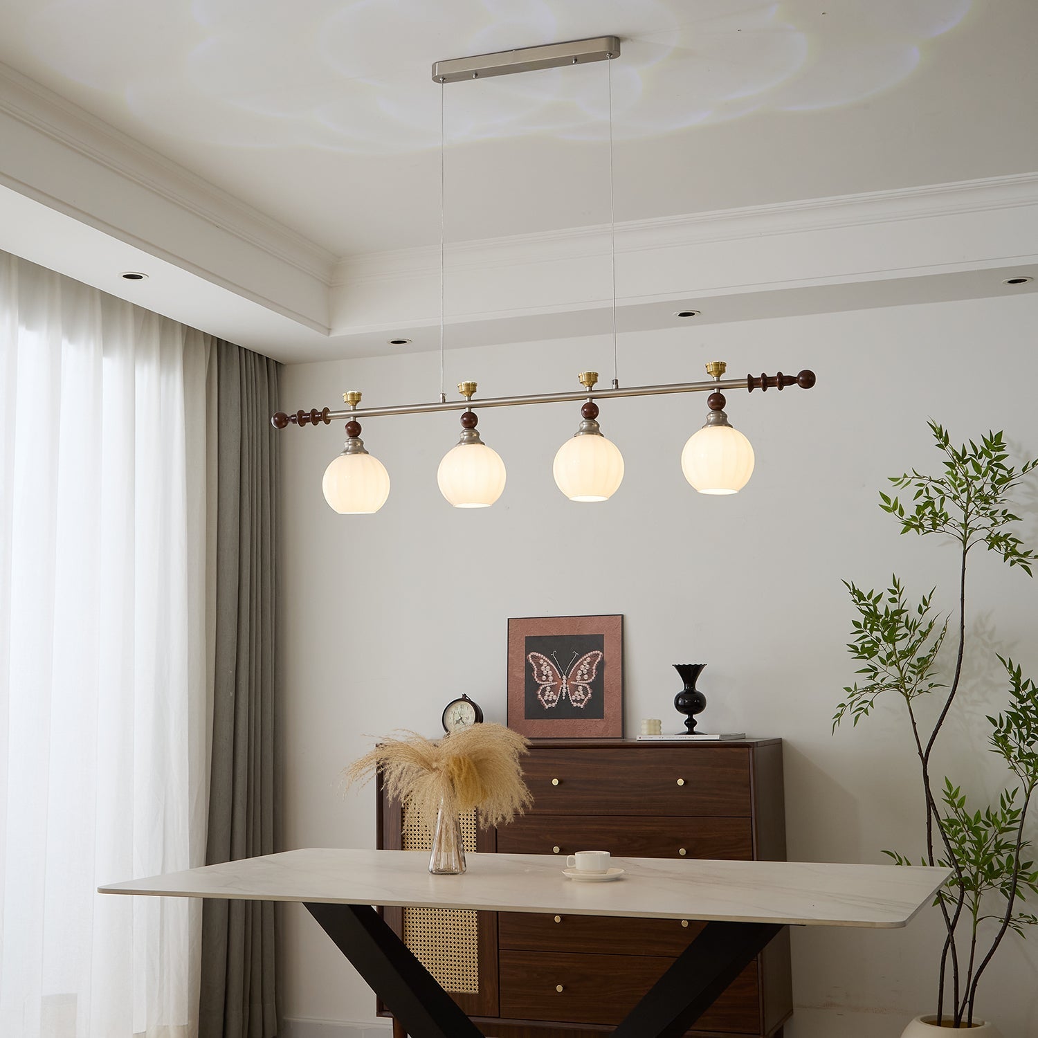 Otheia Elegance Vintage Linear Wood Pendant Lamp - Letslighting