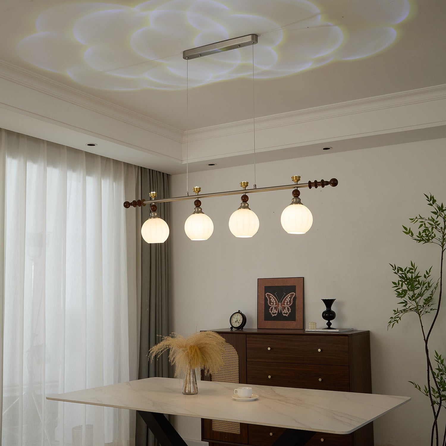 Otheia Elegance Vintage Linear Wood Pendant Lamp - Letslighting