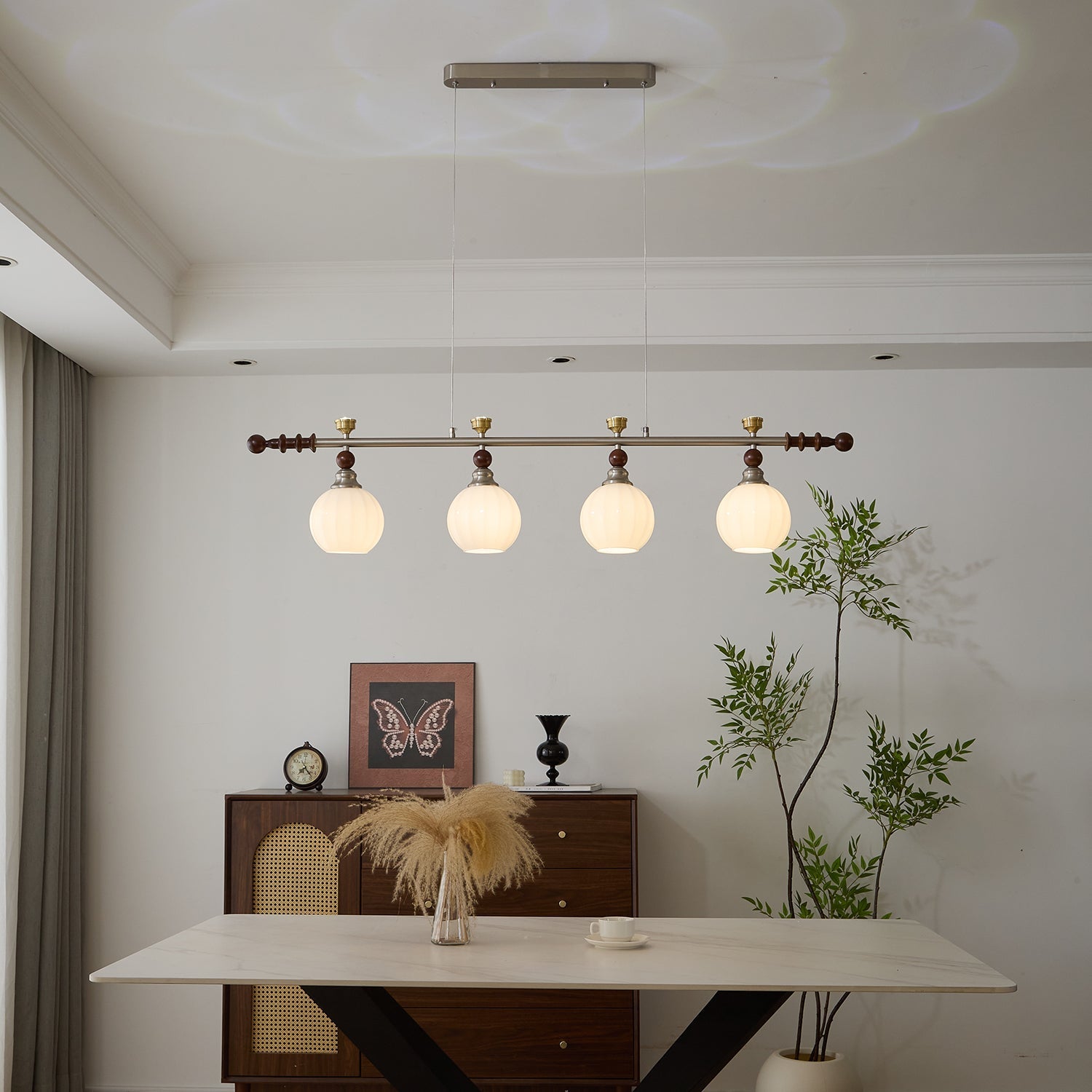 Otheia Elegance Vintage Linear Wood Pendant Lamp - Letslighting