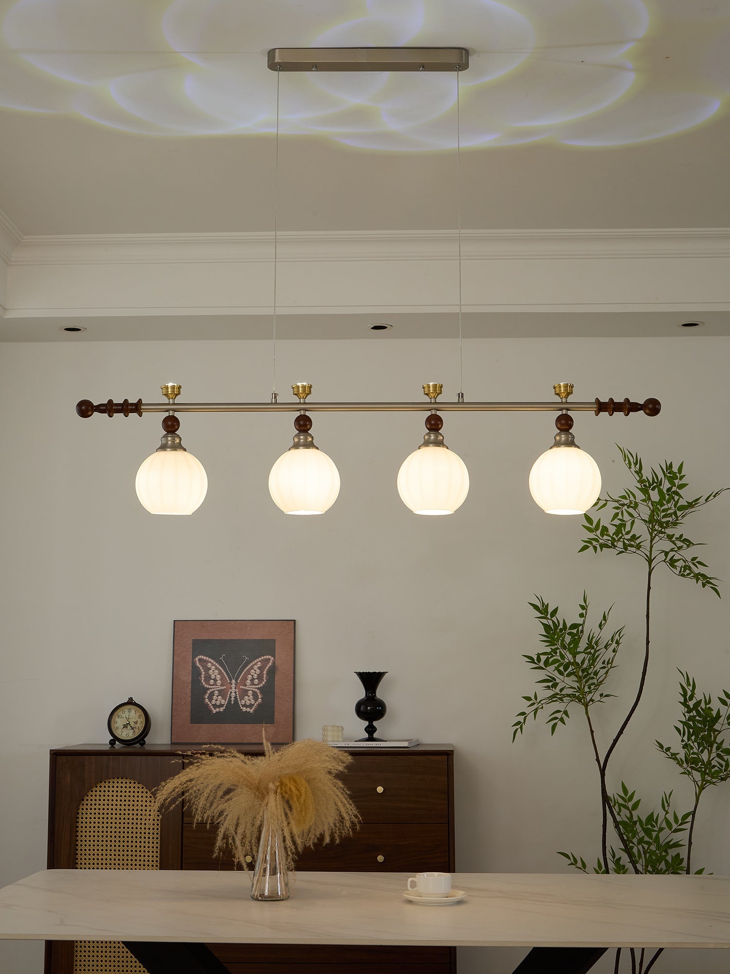 Otheia Elegance Vintage Linear Wood Pendant Lamp - Letslighting