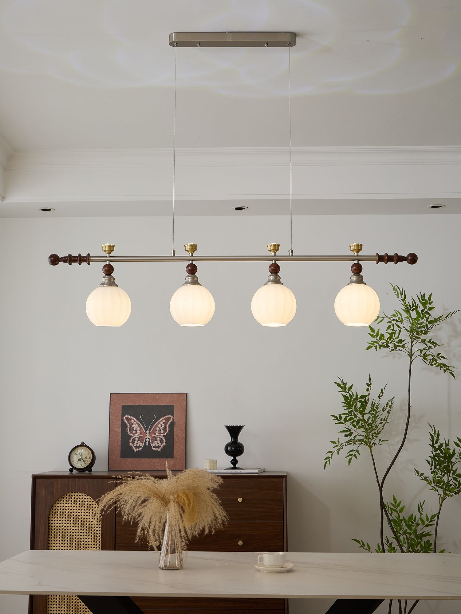 Otheia Elegance Vintage Linear Wood Pendant Lamp - Letslighting