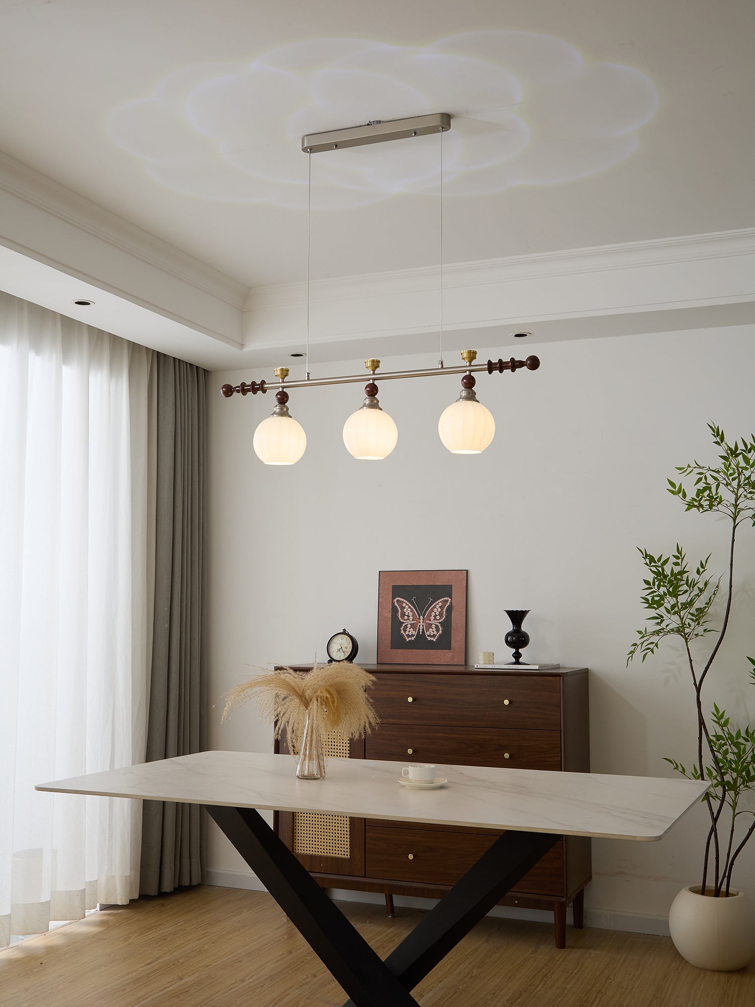 Otheia Elegance Vintage Linear Wood Pendant Lamp - Letslighting