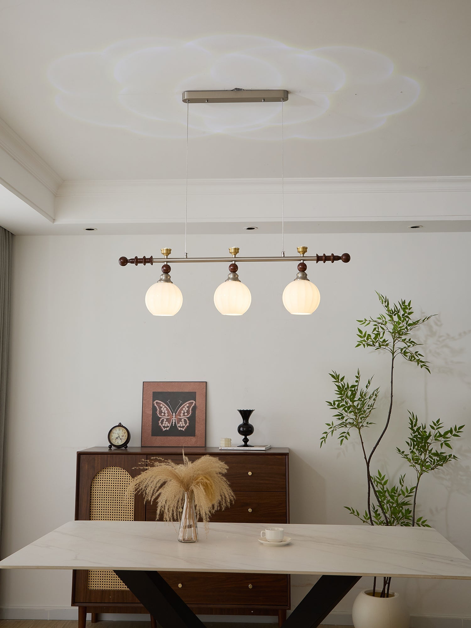 Otheia Elegance Vintage Linear Wood Pendant Lamp - Letslighting