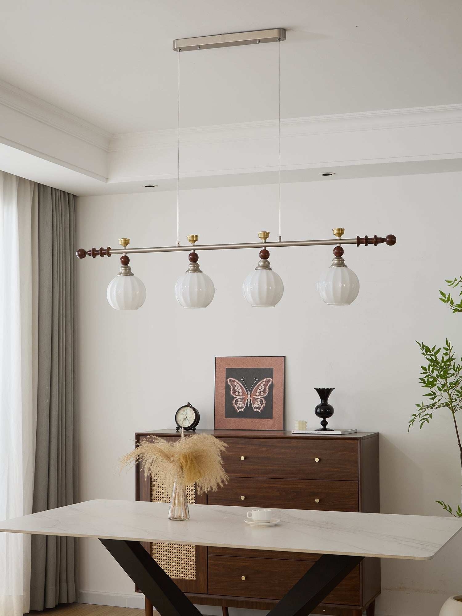 Otheia Elegance Vintage Linear Wood Pendant Lamp - Letslighting