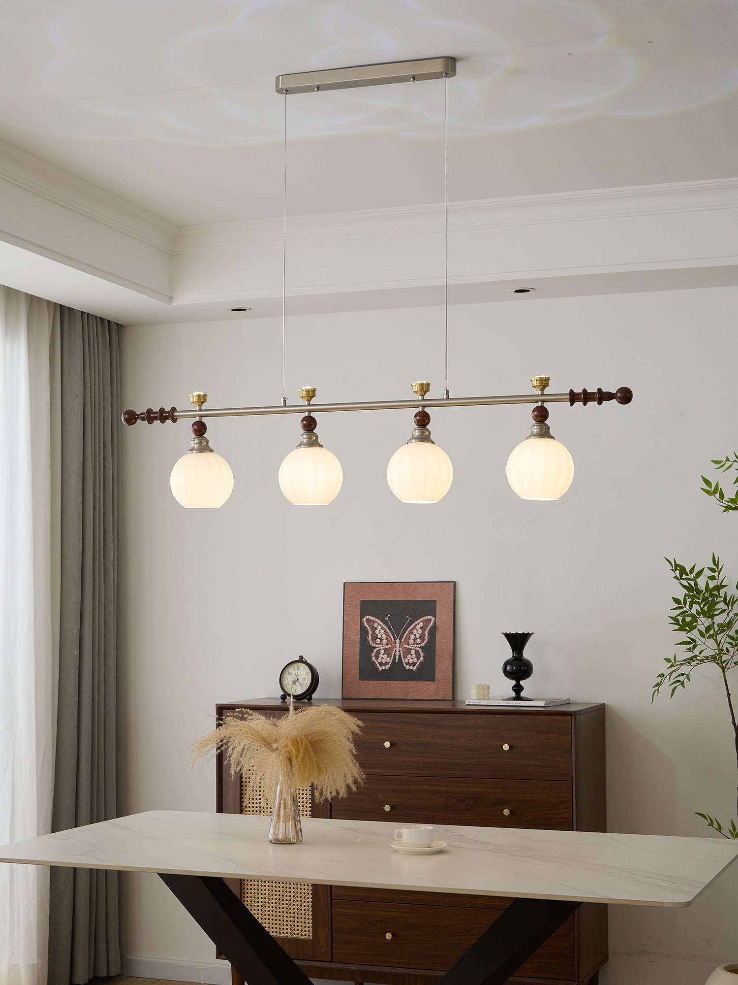Otheia Elegance Vintage Linear Wood Pendant Lamp - Letslighting