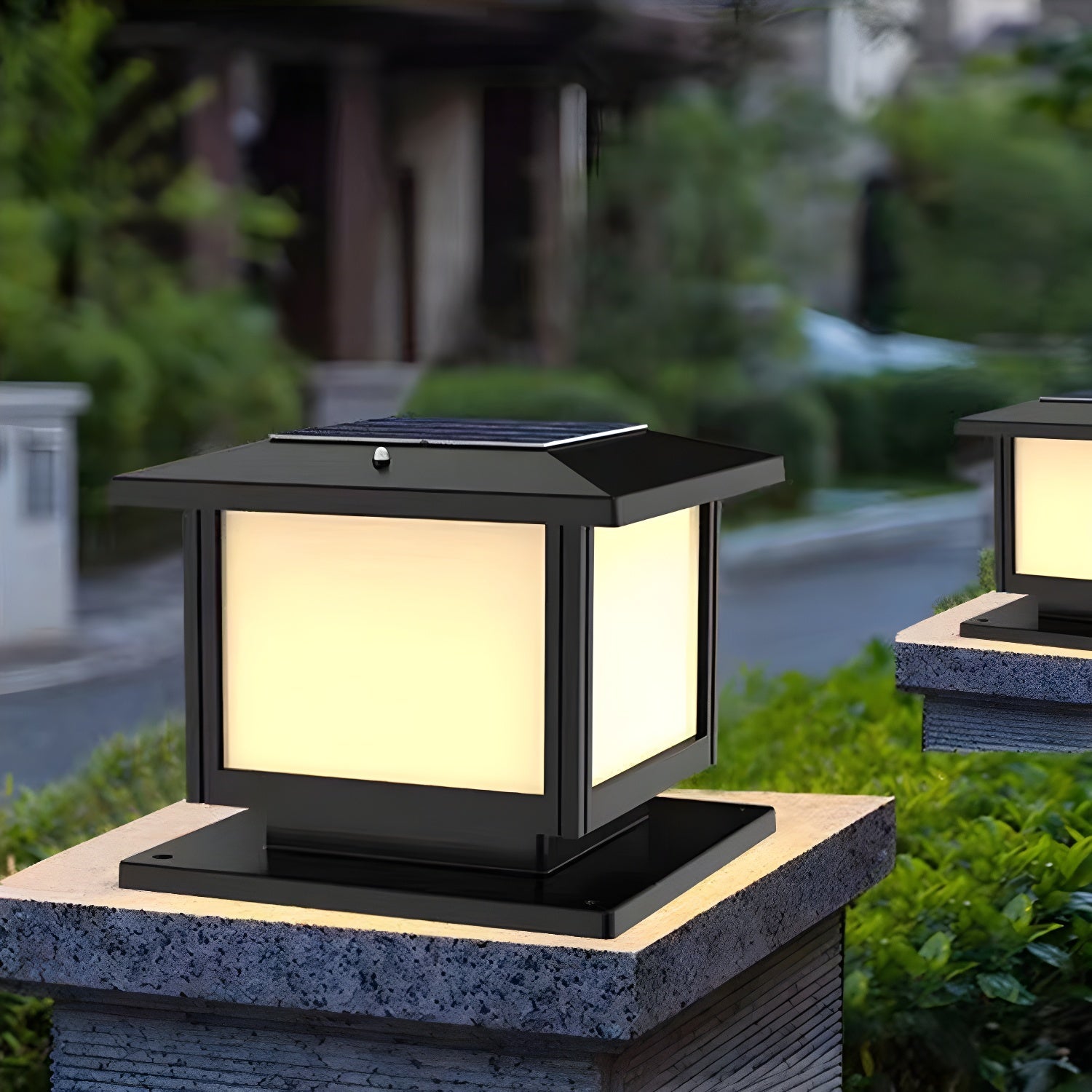 Ray Pavilion-style Square Solar Outdoor Post Light - Letslighting