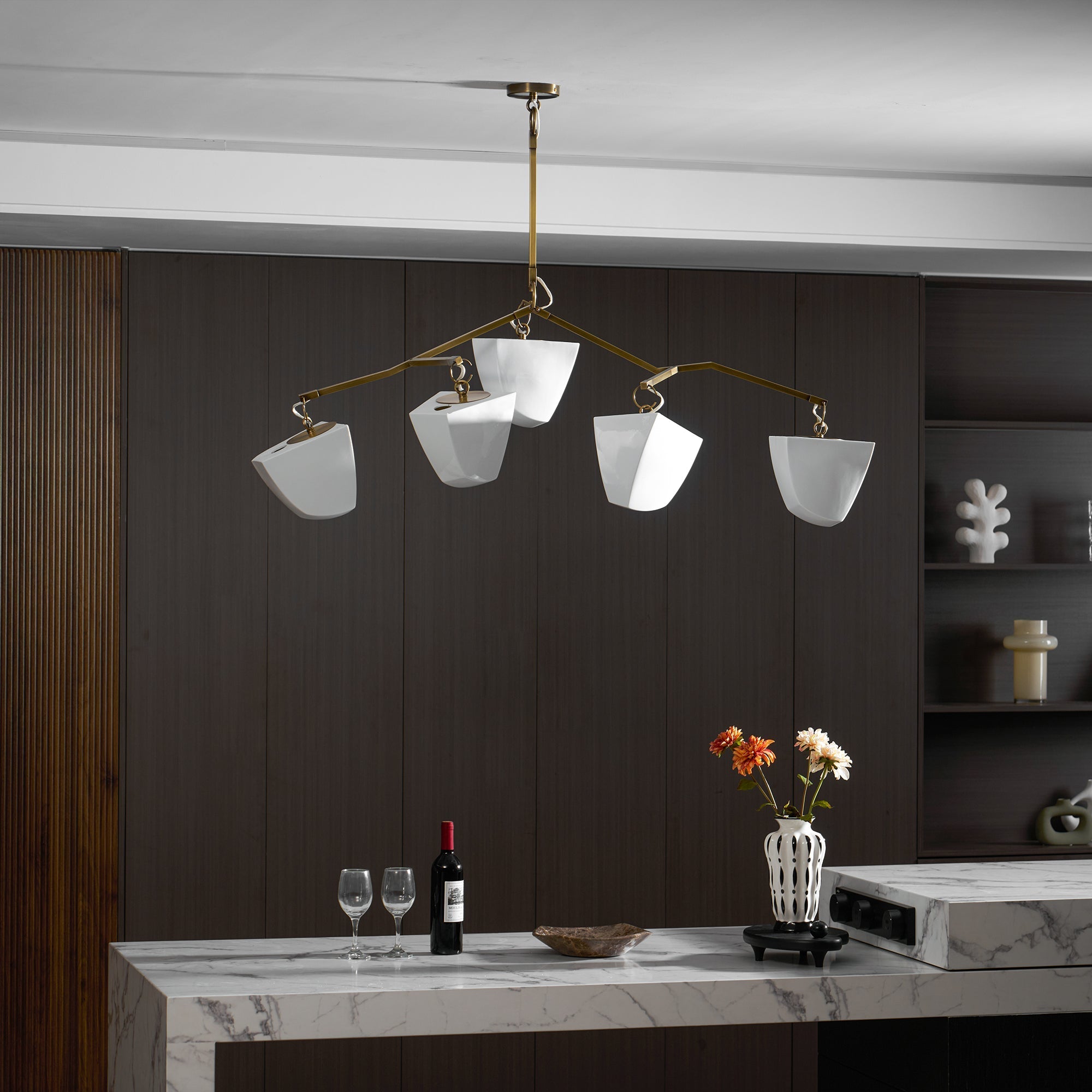 Iris Mobile Individual Creativity Brass Ceramics Chandelier - Letslighting