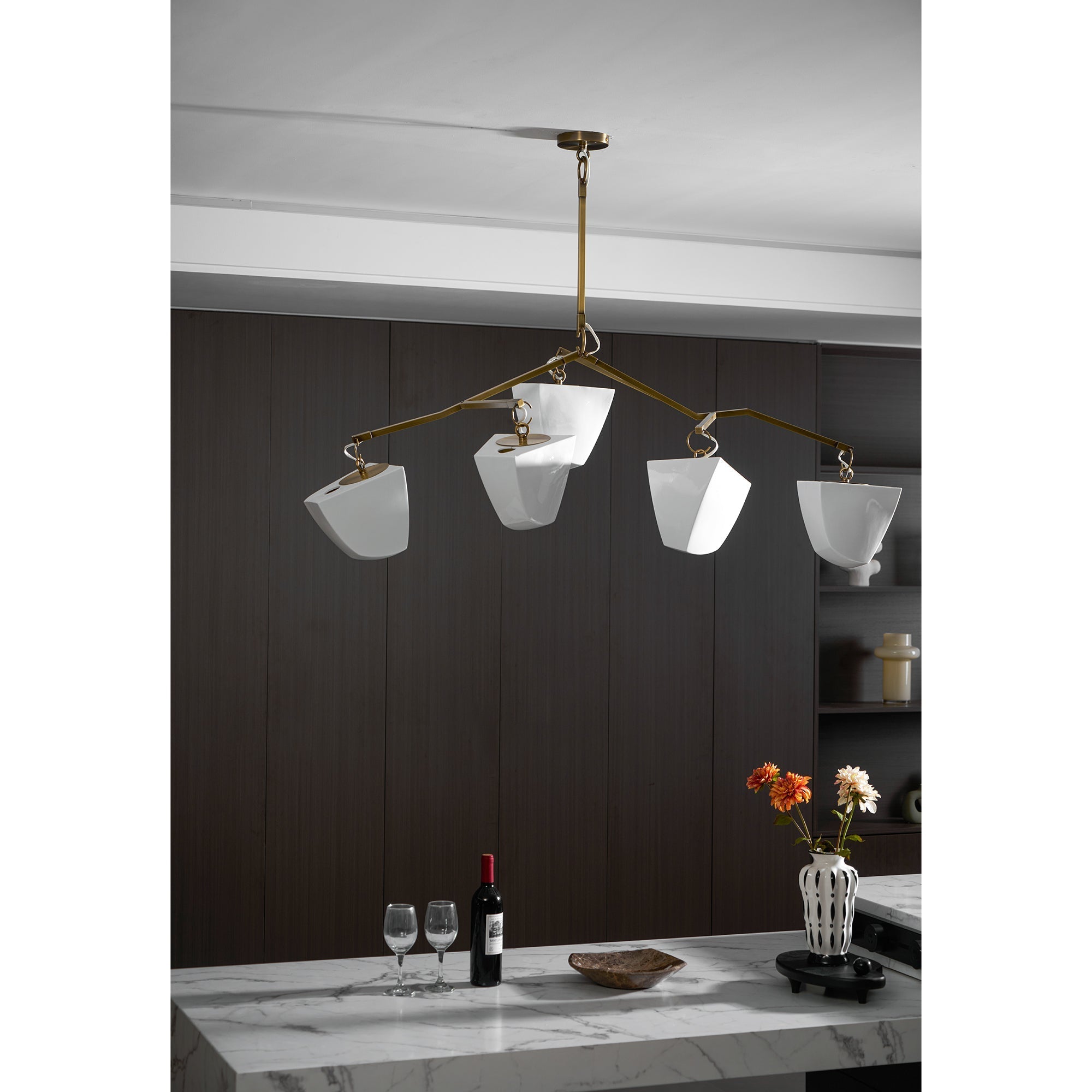 Iris Mobile Individual Creativity Brass Ceramics Chandelier - Letslighting