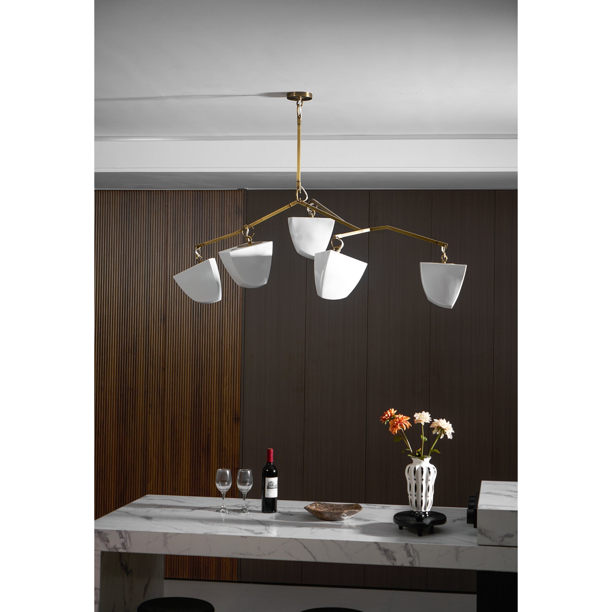 Iris Mobile Individual Creativity Brass Ceramics Chandelier - Letslighting