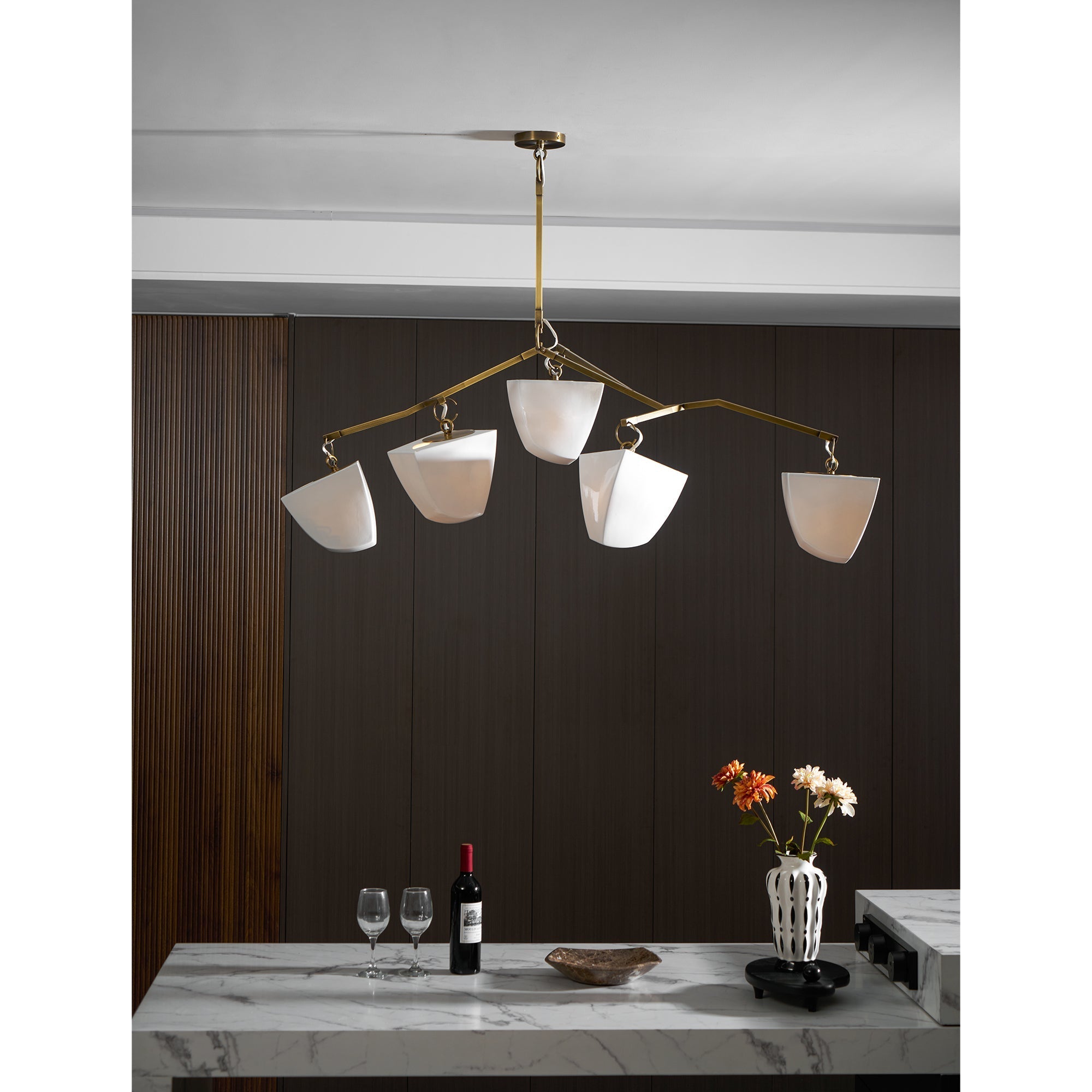Iris Mobile Individual Creativity Brass Ceramics Chandelier - Letslighting