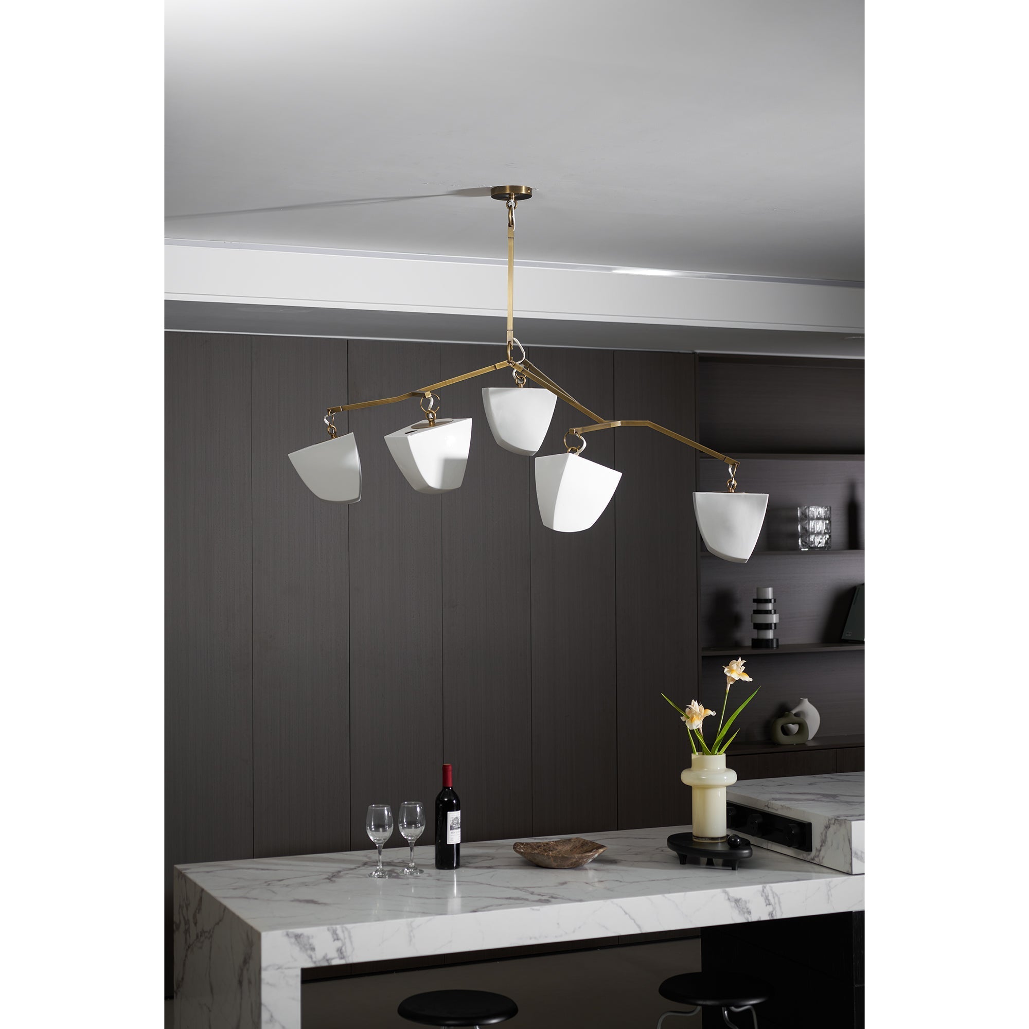 Iris Mobile Individual Creativity Brass Ceramics Chandelier - Letslighting