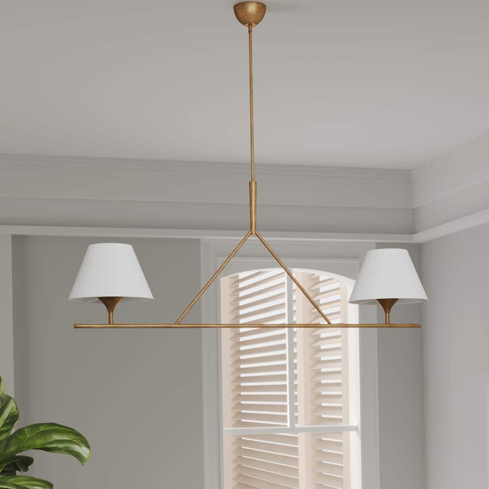Keen Linear Modern Elegant Brass Fabric Chandelier - Letslighting