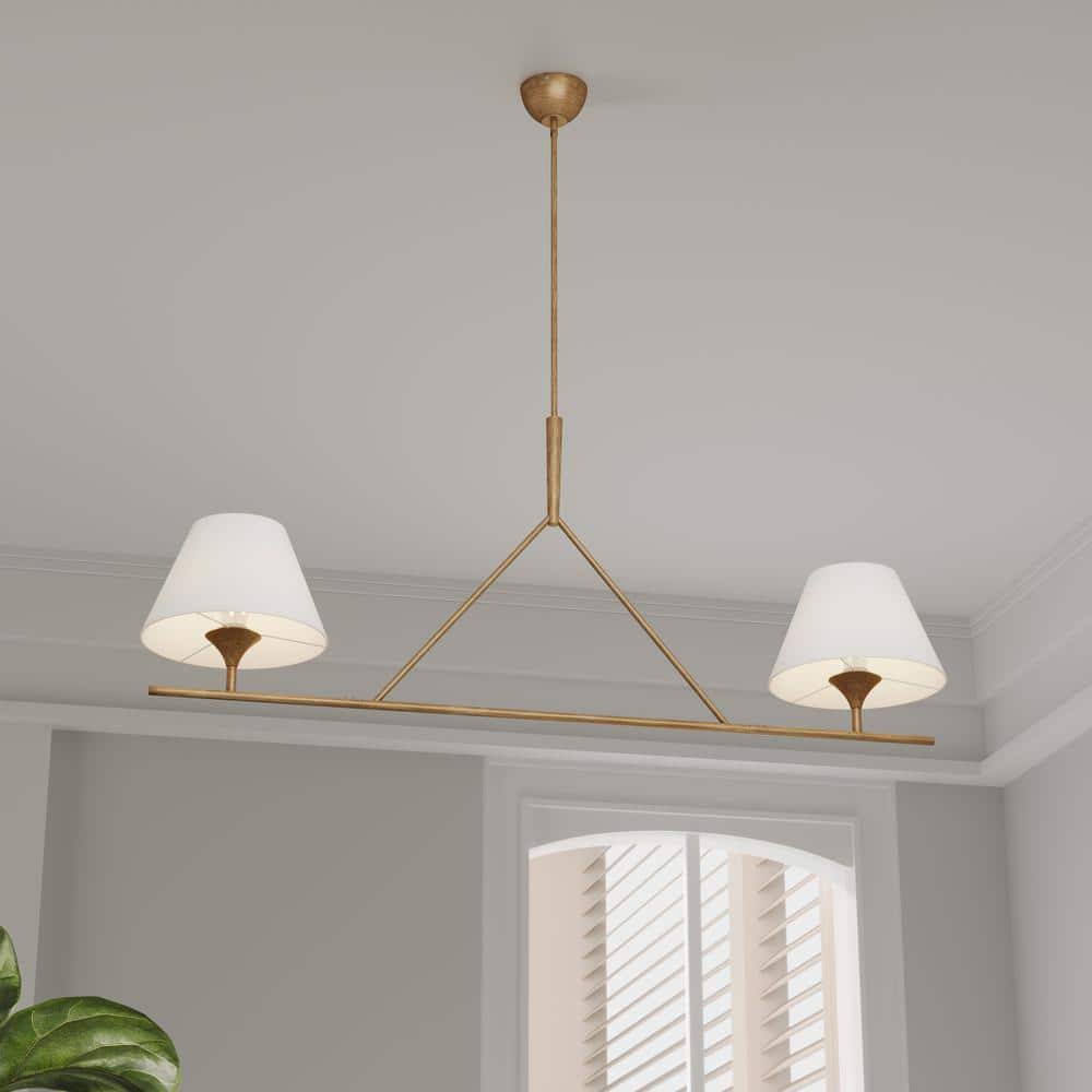 Keen Linear Modern Elegant Brass Fabric Chandelier - Letslighting