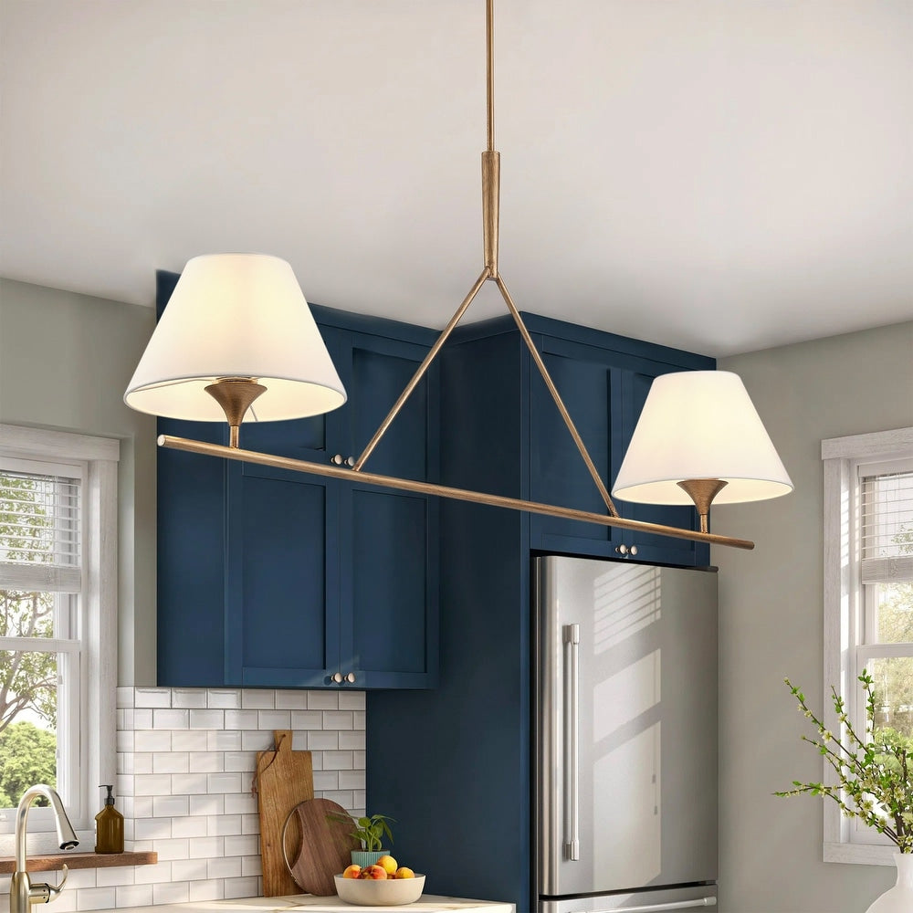 Keen Linear Modern Elegant Brass Fabric Chandelier - Letslighting