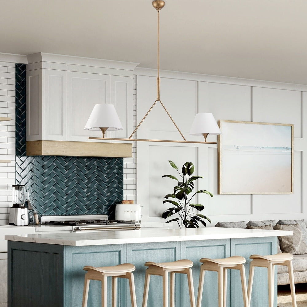 Keen Linear Modern Elegant Brass Fabric Chandelier - Letslighting