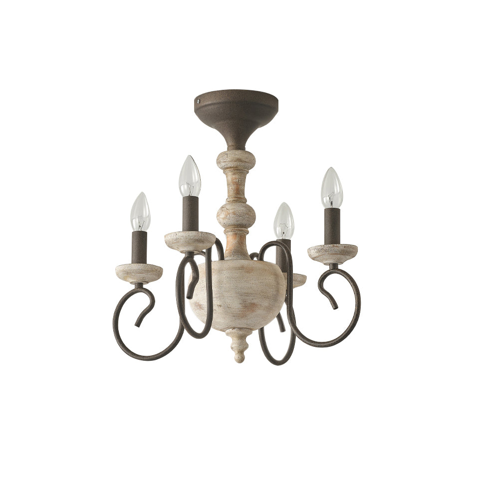 Myst Vintage Traditional Wooden Semi Flush Ceiling Light - Letslighting