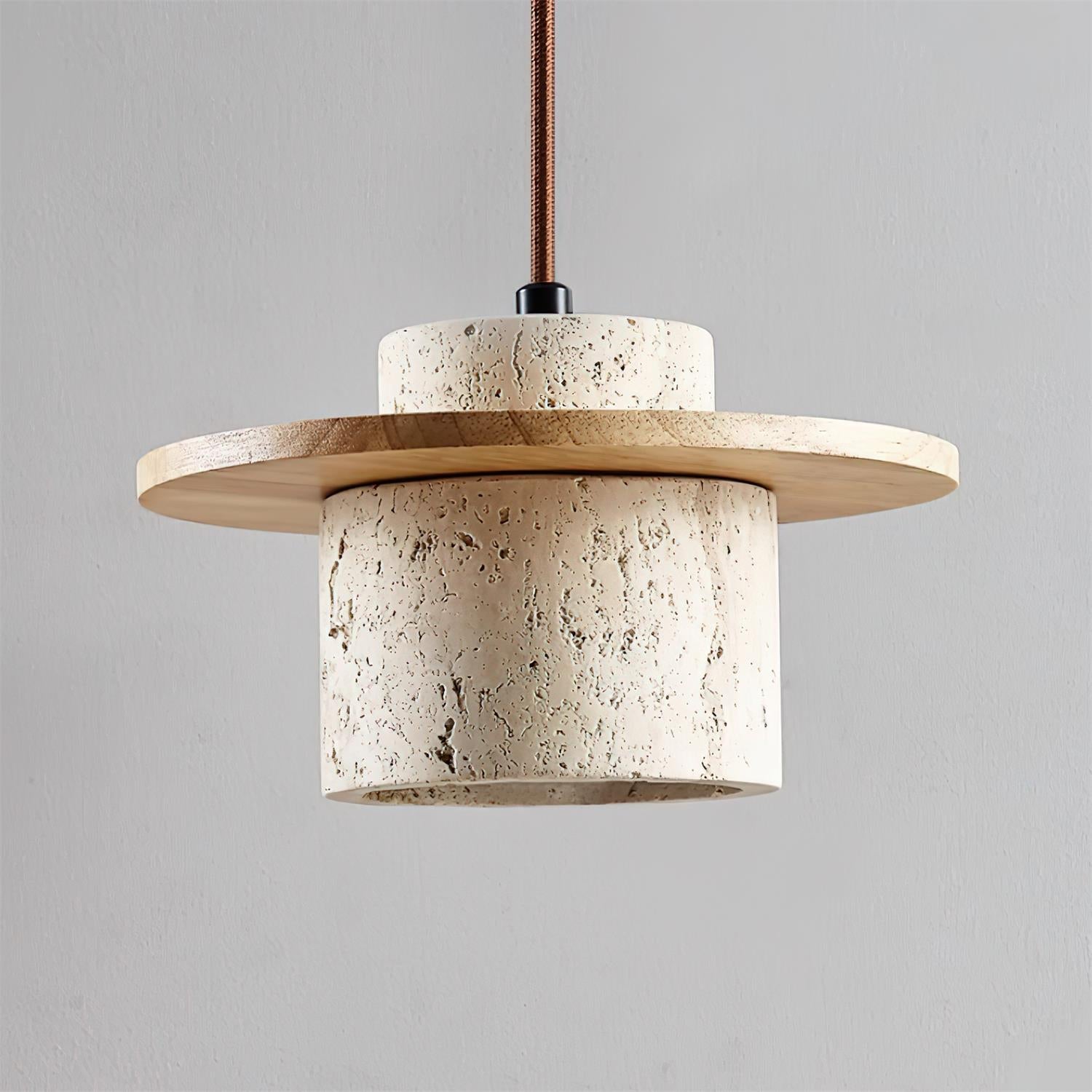 Wall Lamp Travertine Cylinder Walnut Wood Scandinavian - Letslighting