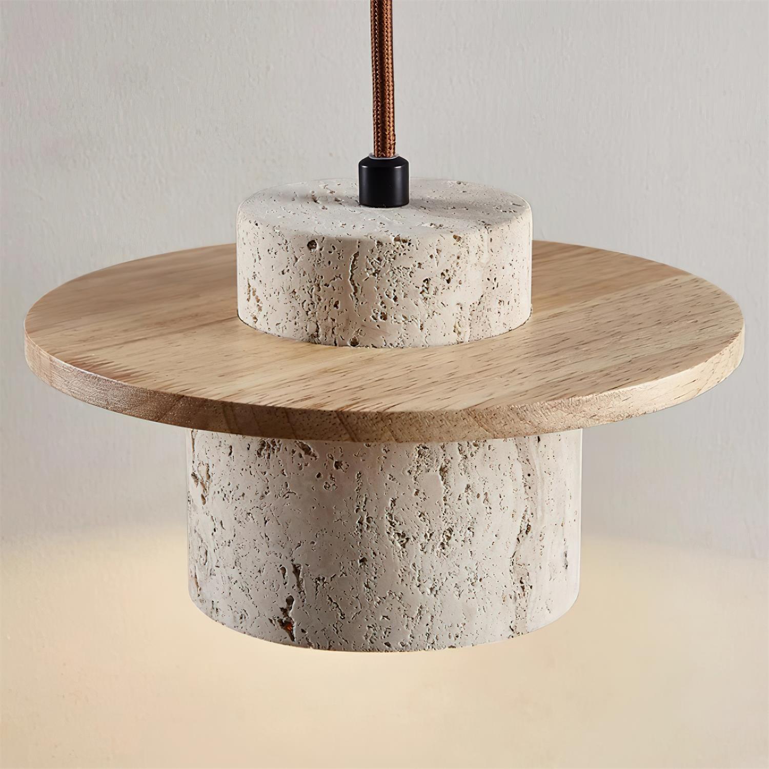 Wall Lamp Travertine Cylinder Walnut Wood Scandinavian - Letslighting
