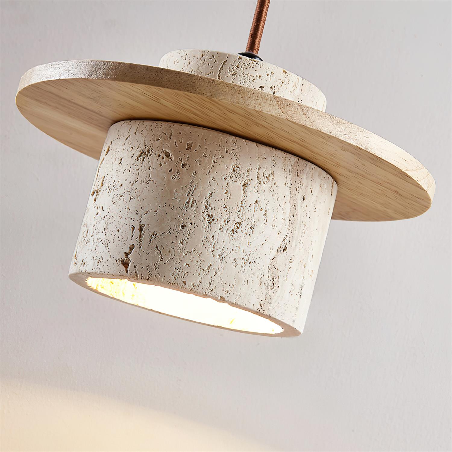 Wall Lamp Travertine Cylinder Walnut Wood Scandinavian - Letslighting