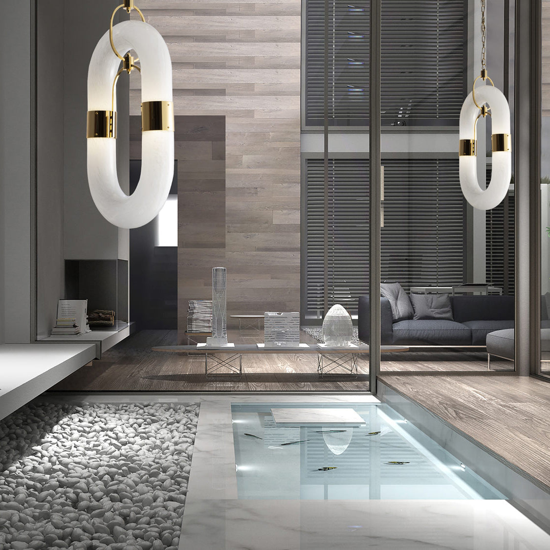 Pendant Light Chain Link Modern Acrylic Stainless Steel Hanging Lamp - Letslighting