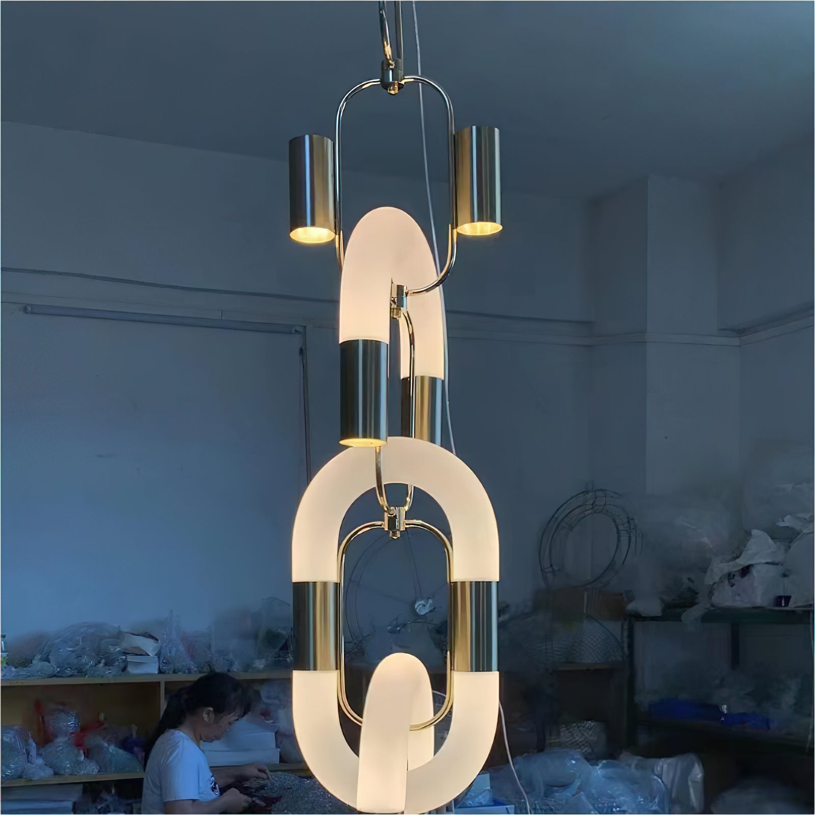 Pendant Light Chain Link Modern Acrylic Stainless Steel Hanging Lamp - Letslighting