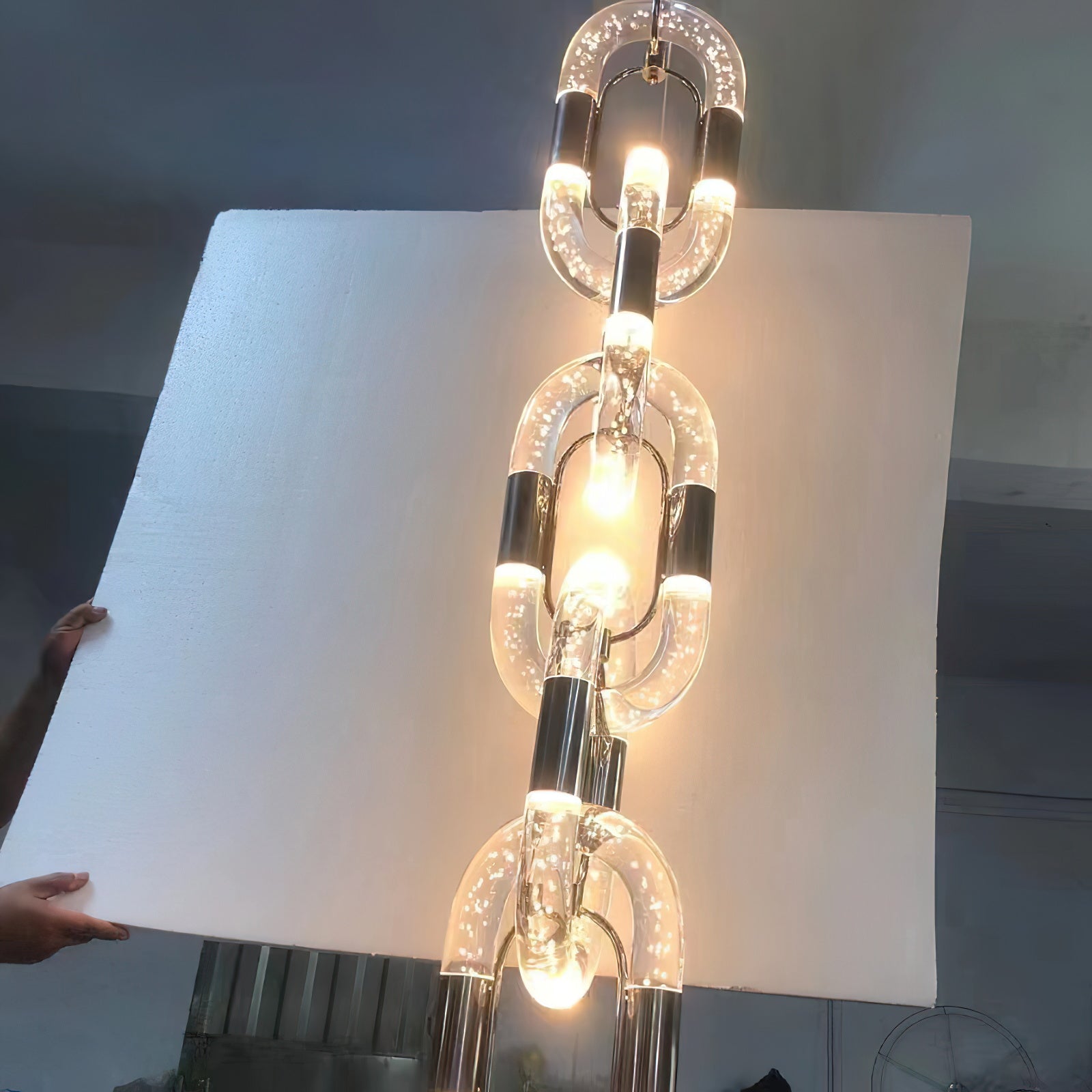 Pendant Light Chain Link Modern Acrylic Stainless Steel Hanging Lamp - Letslighting