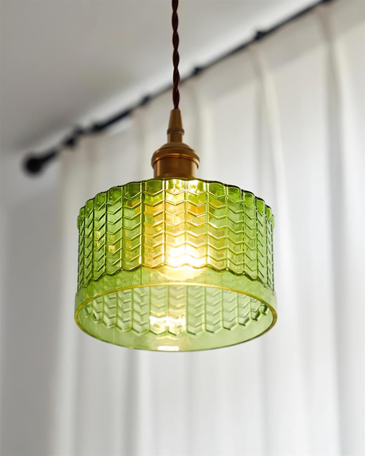 Cavella Pendant Lamp Glass Textured Green Vintage - Letslighting