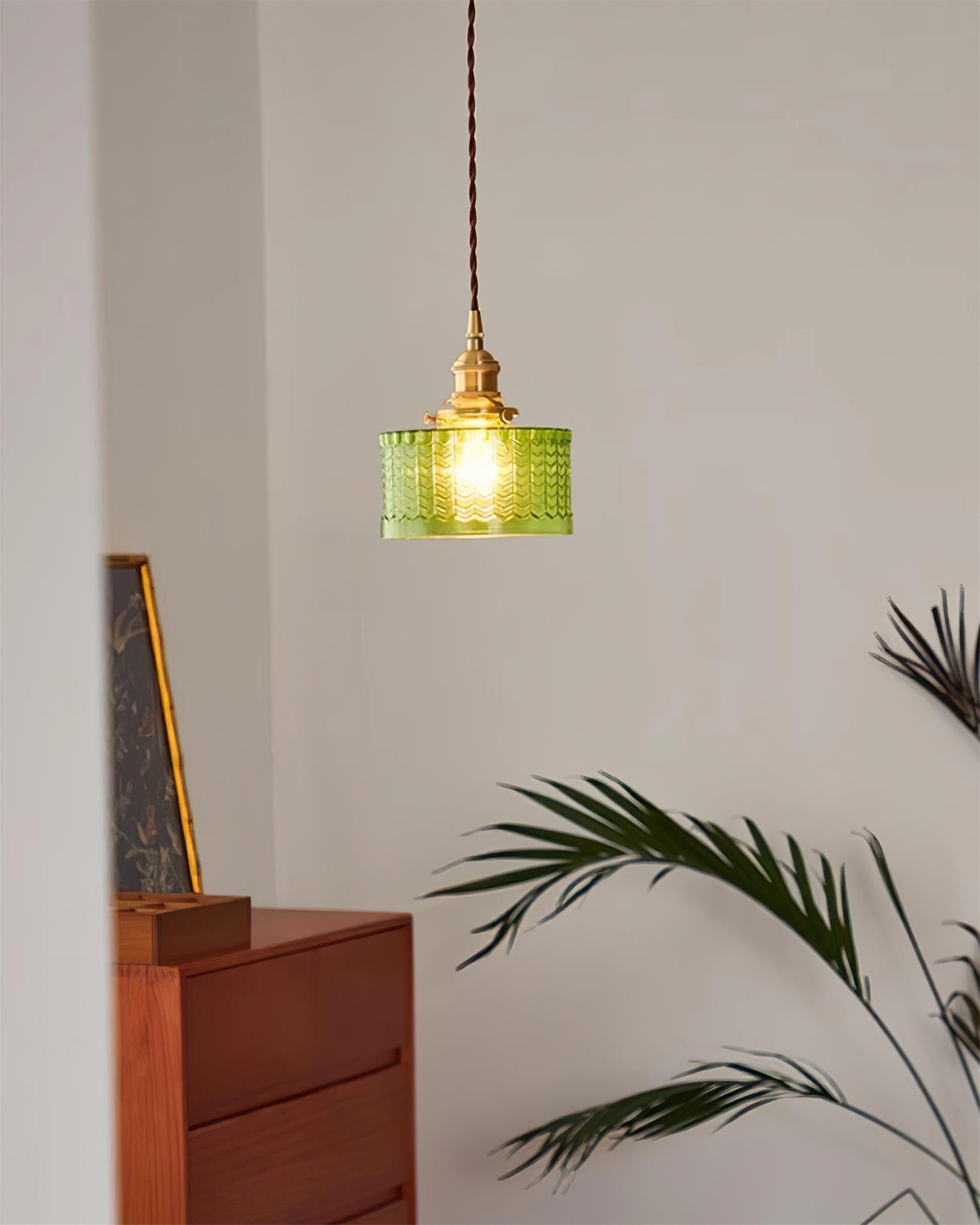 Cavella Pendant Lamp Glass Textured Green Vintage - Letslighting