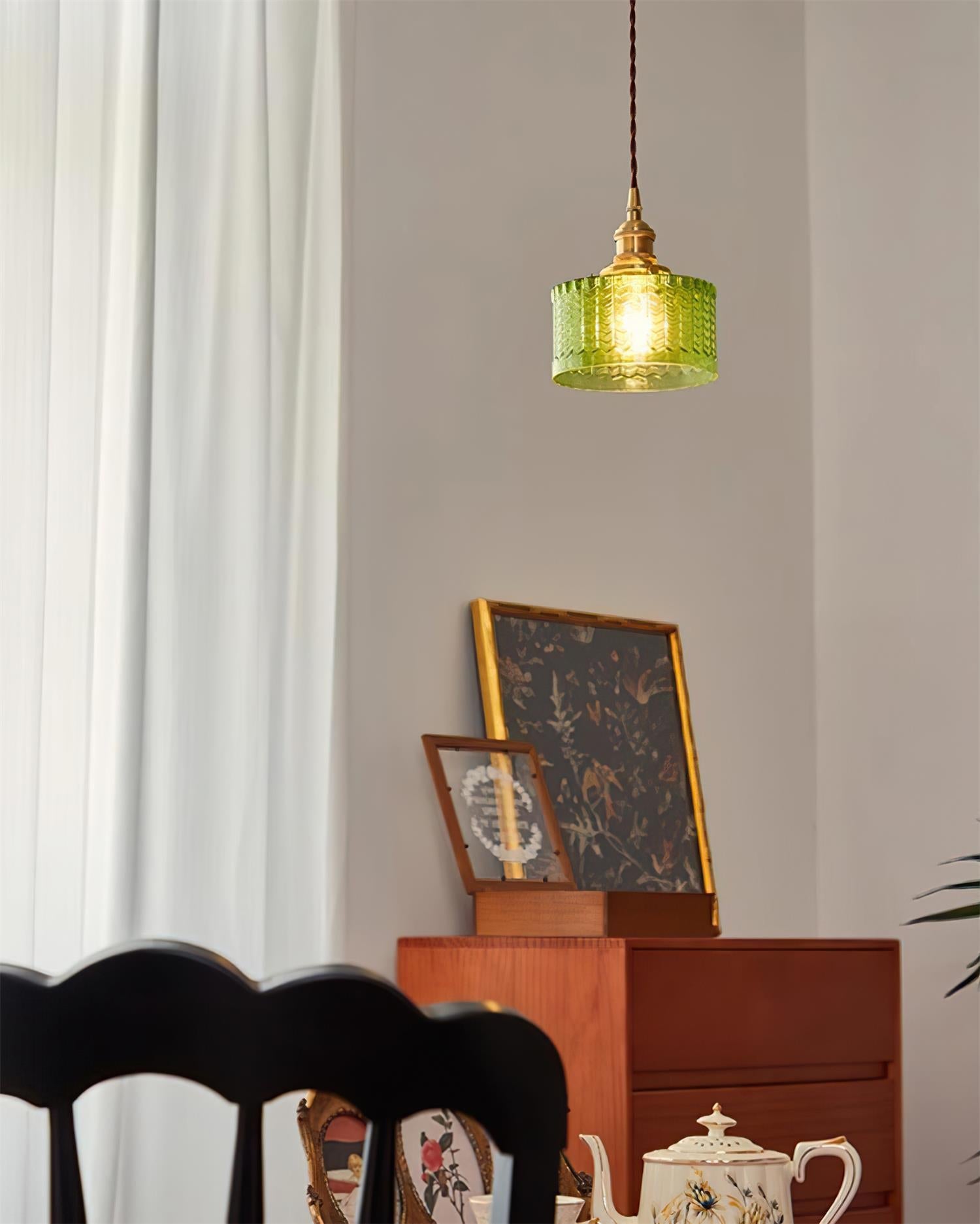 Cavella Pendant Lamp Glass Textured Green Vintage - Letslighting