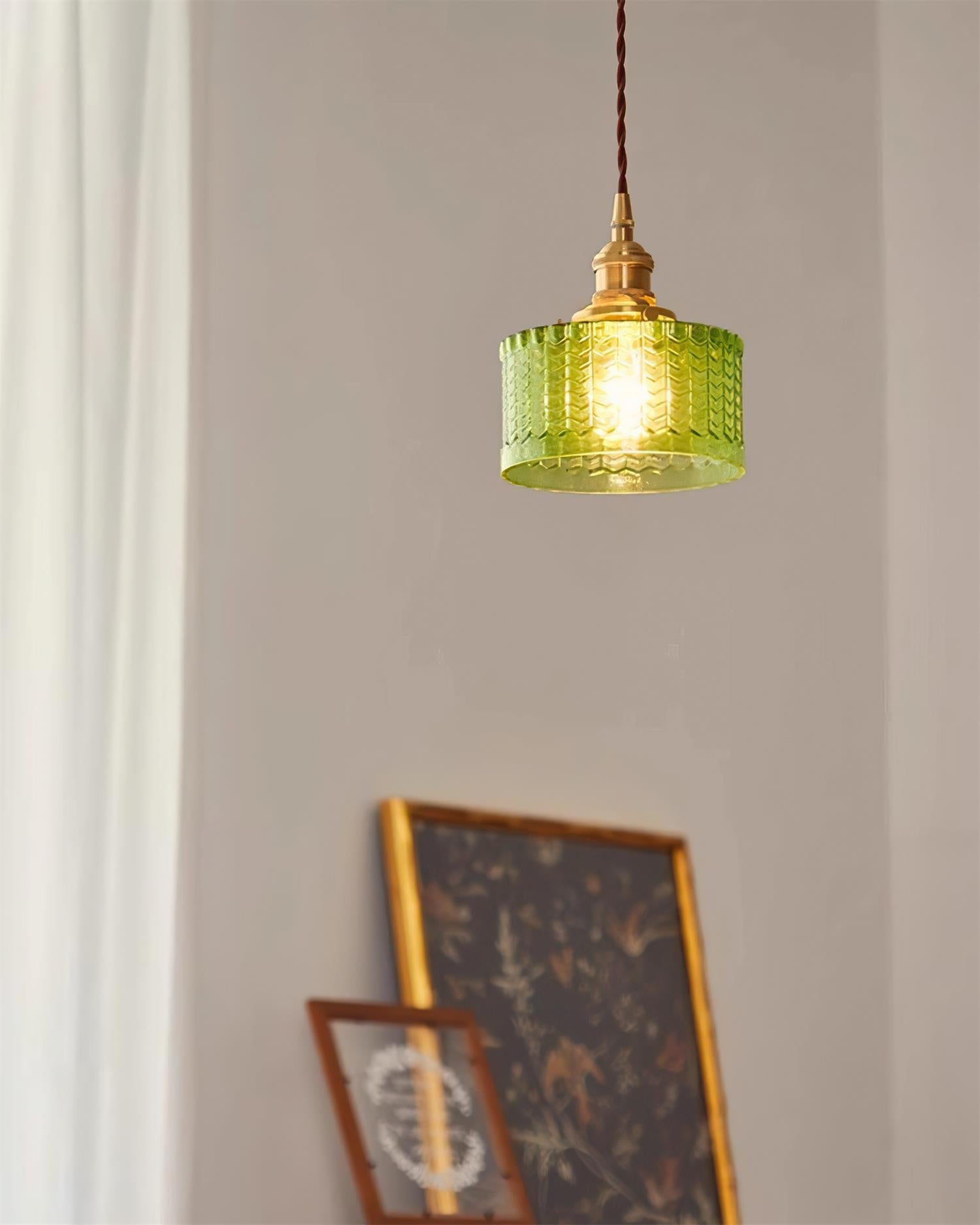 Cavella Pendant Lamp Glass Textured Green Vintage - Letslighting