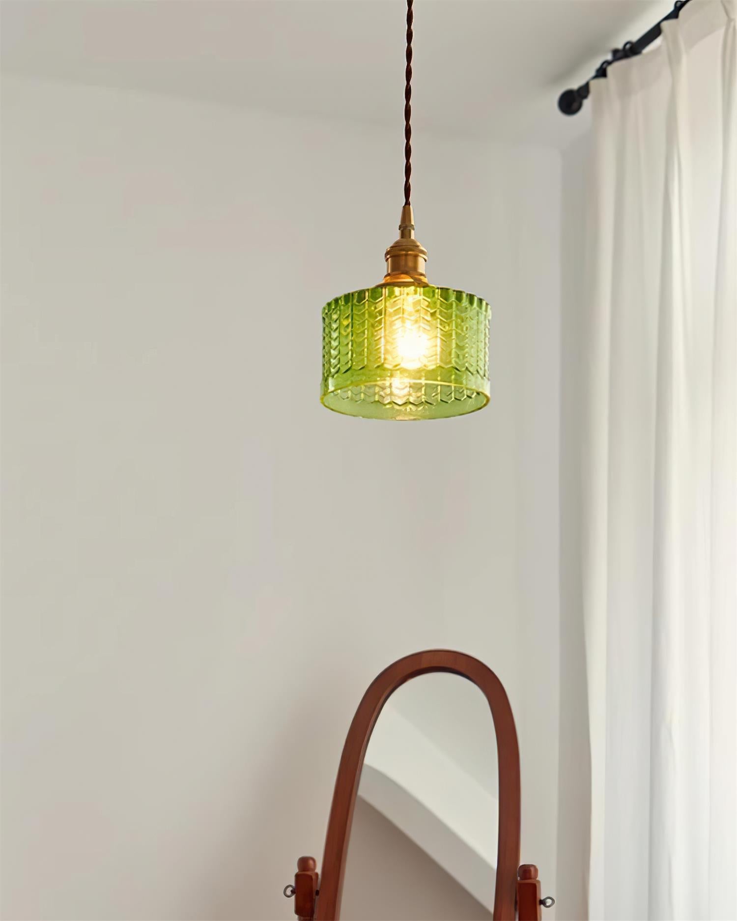 Cavella Pendant Lamp Glass Textured Green Vintage - Letslighting