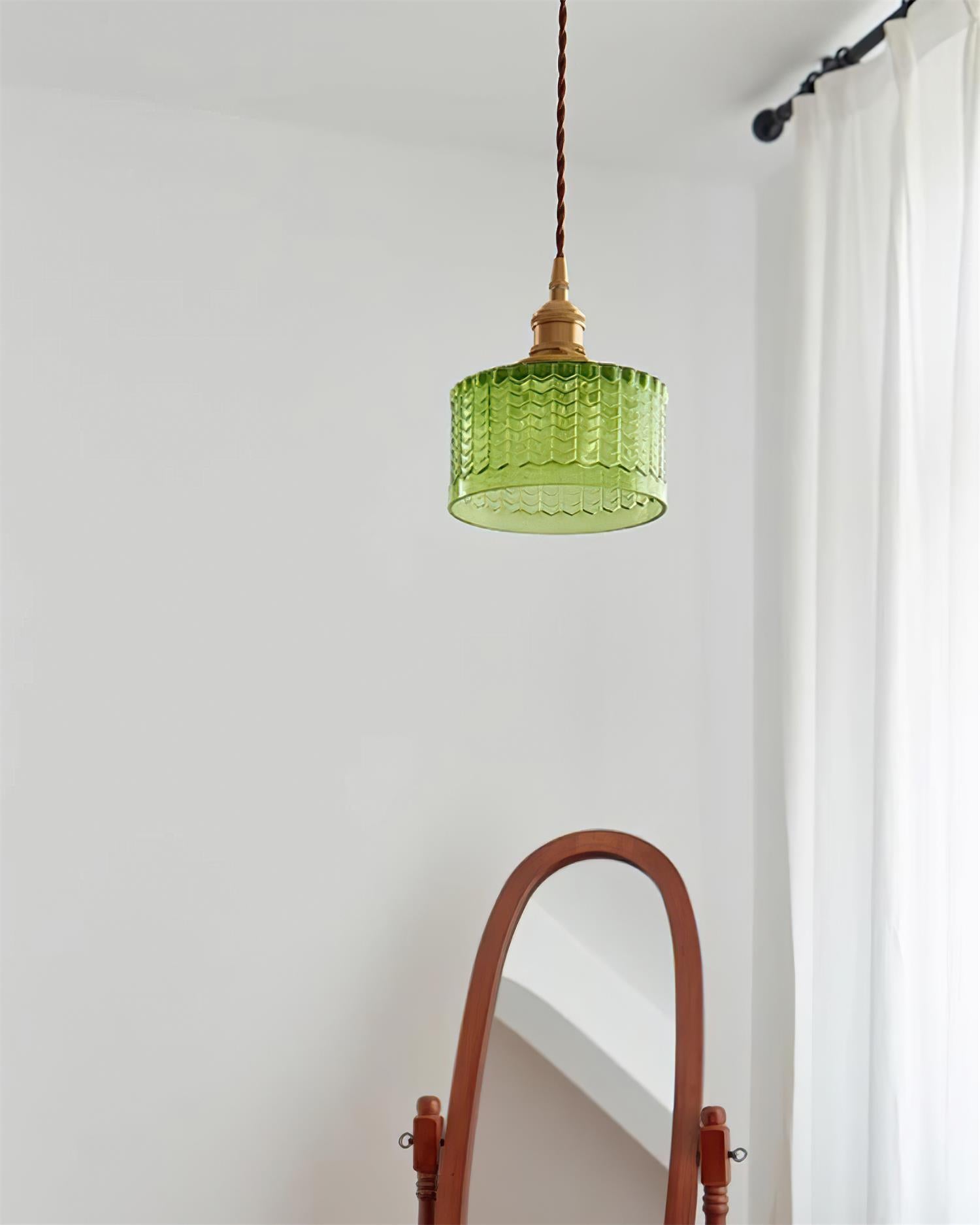 Cavella Pendant Lamp Glass Textured Green Vintage - Letslighting