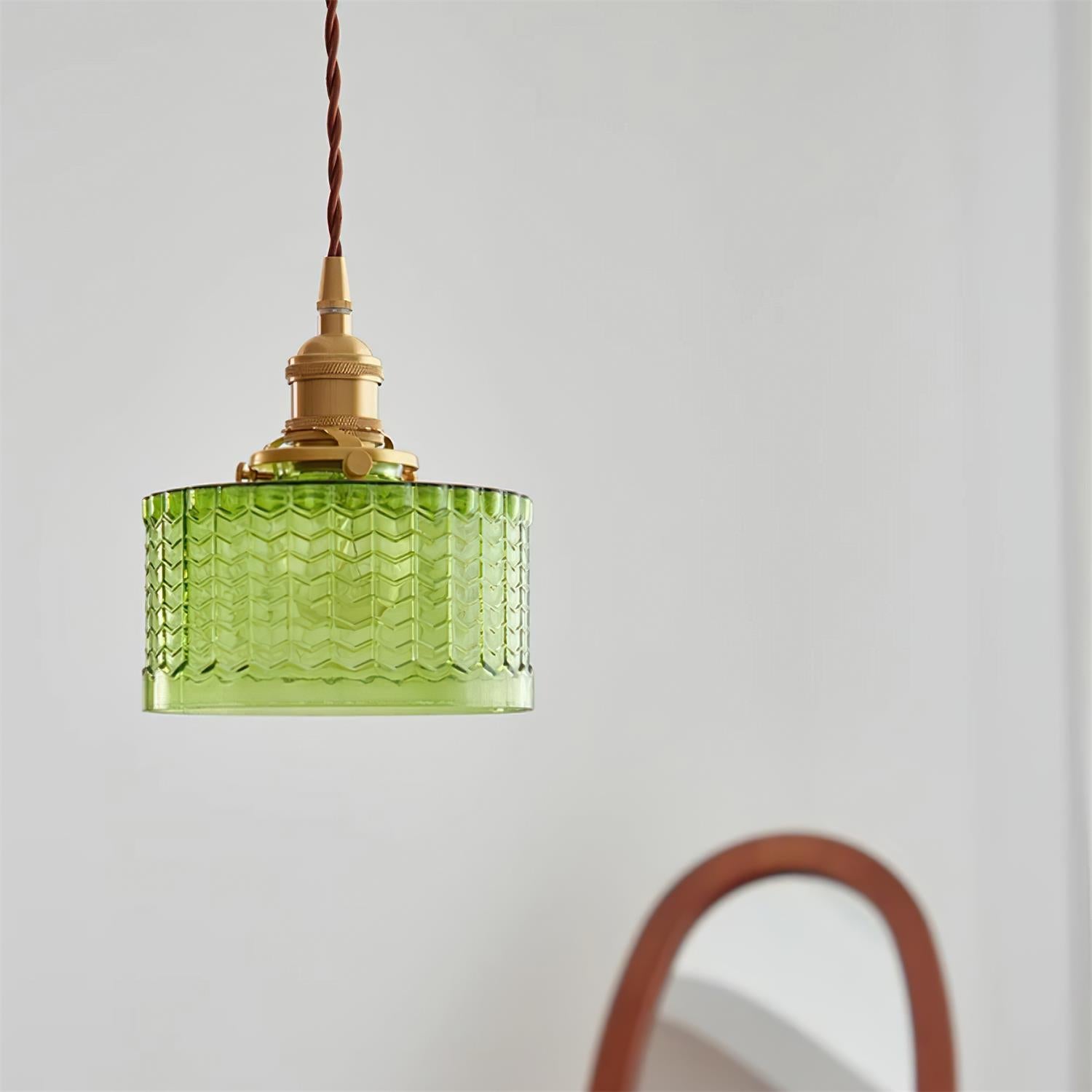 Cavella Pendant Lamp Glass Textured Green Vintage - Letslighting