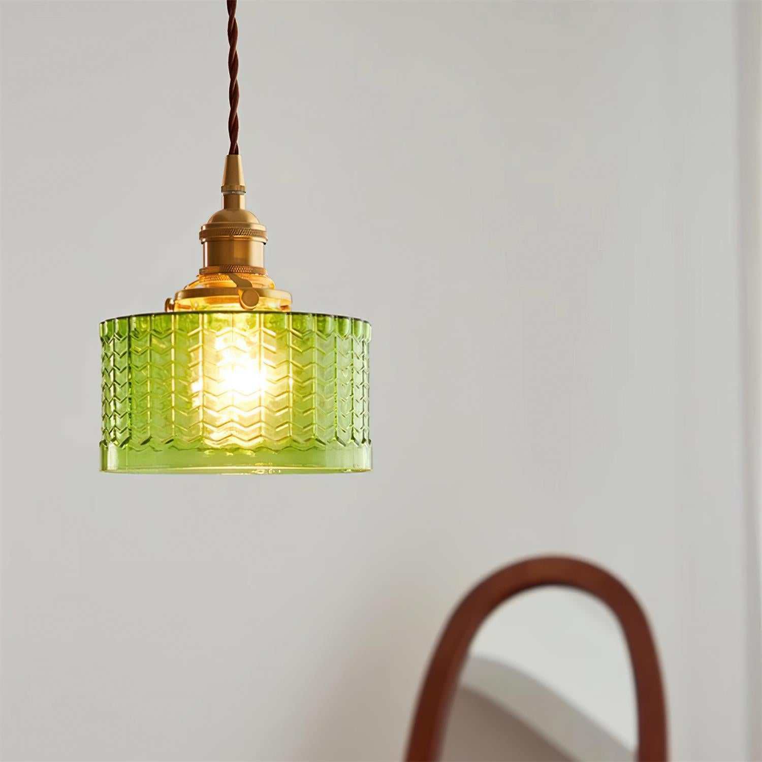 Cavella Pendant Lamp Glass Textured Green Vintage - Letslighting