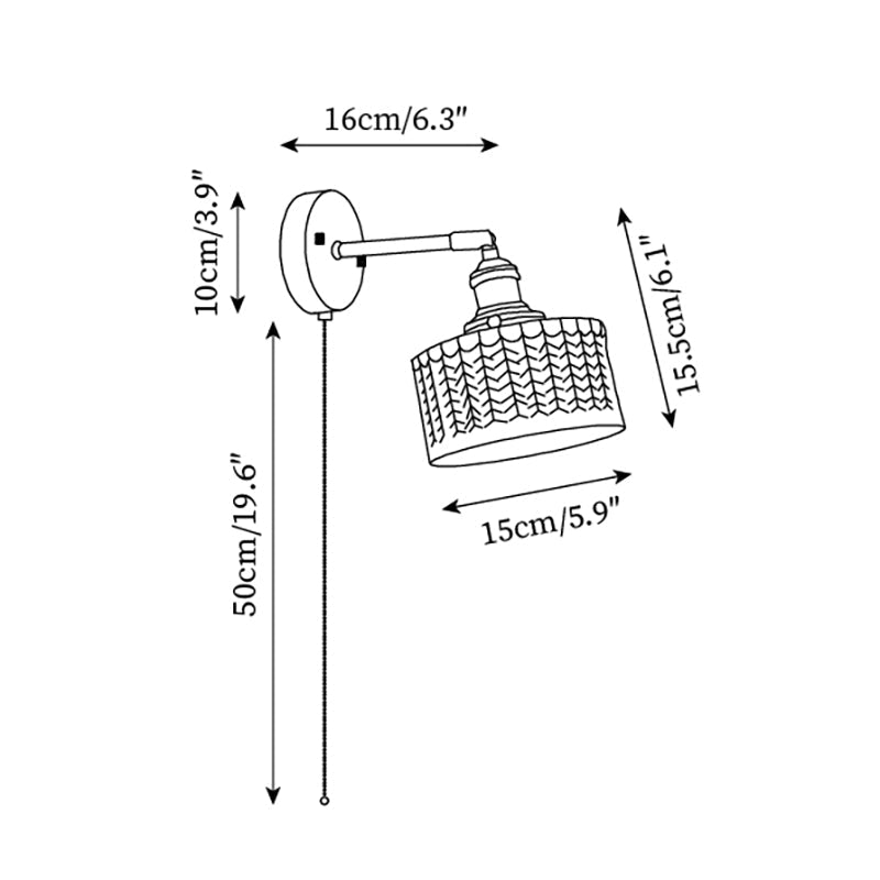 Wall Lamp Brass with Green/Clear Glass Shade and Pull Chain - Letslighting
