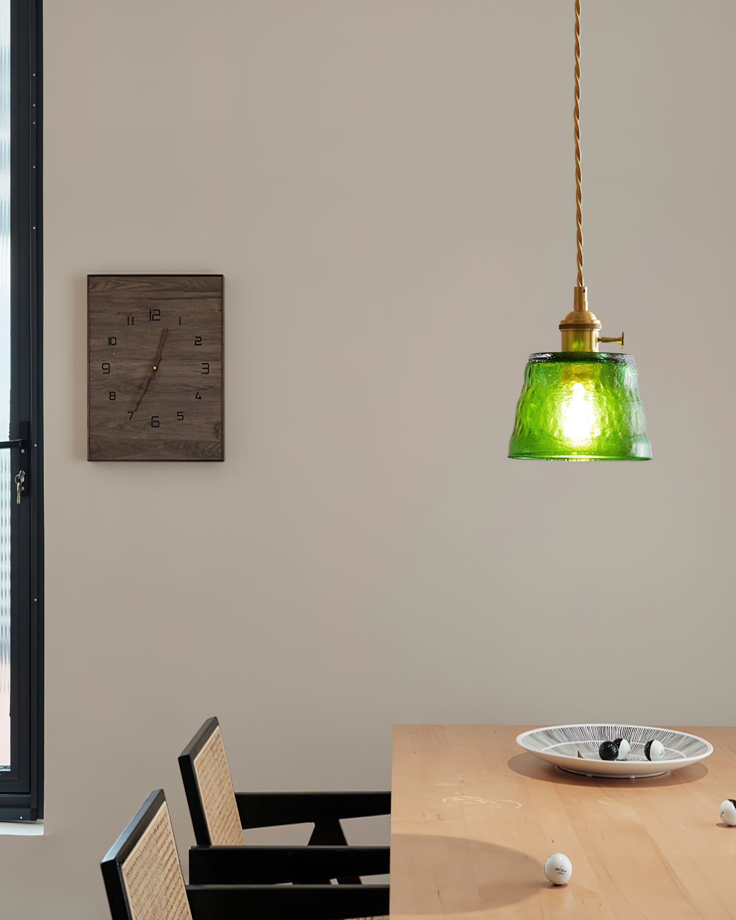 Pendant Lamp Brass and Glass Textured Shade Artisan Vintage Accent