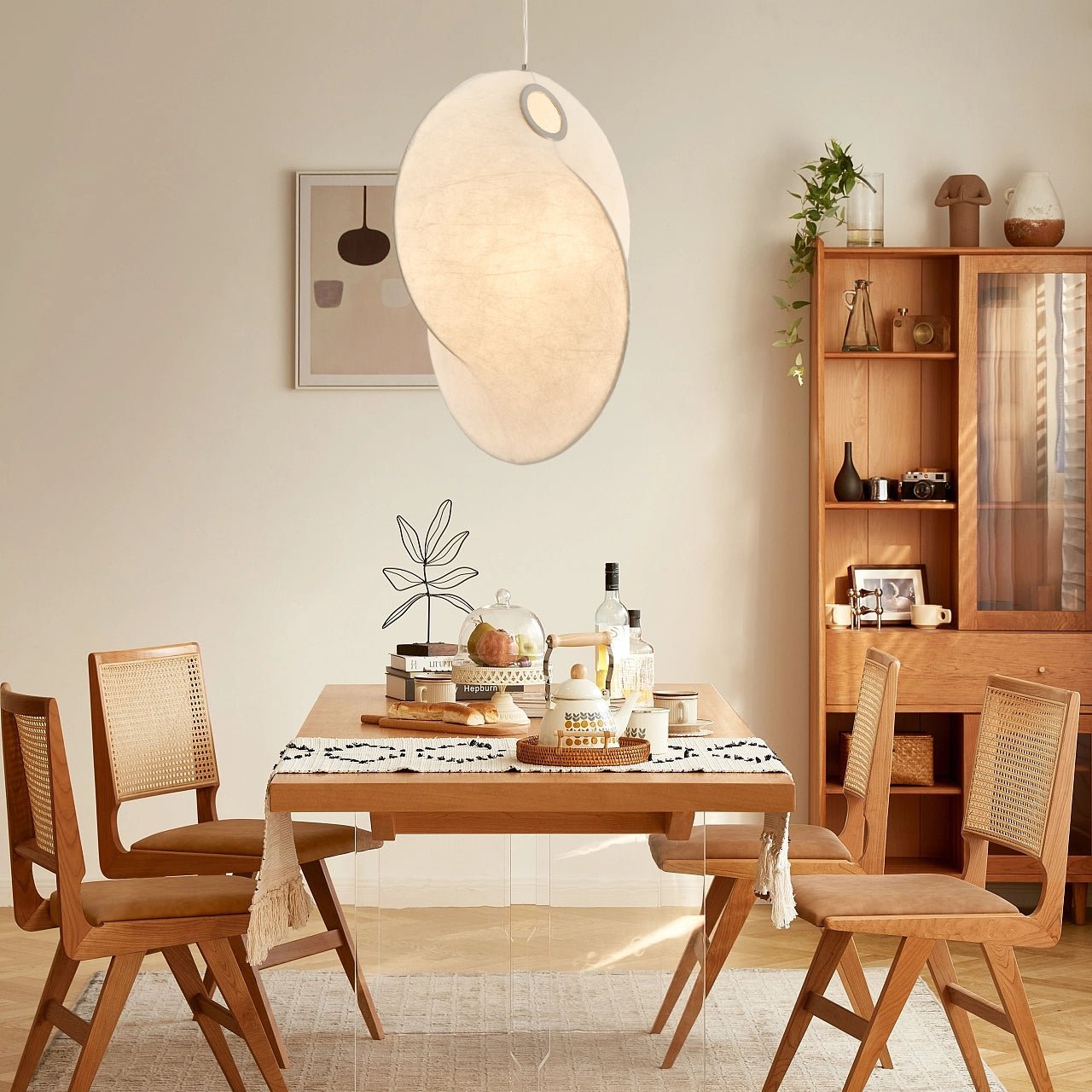 Verine Sculptural Mulberry Silk Pendant Light - Letslighting