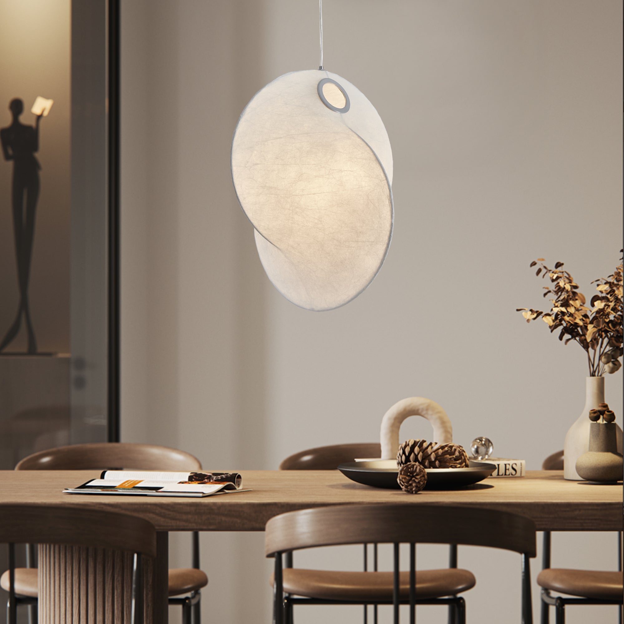 Verine Sculptural Mulberry Silk Pendant Light - Letslighting