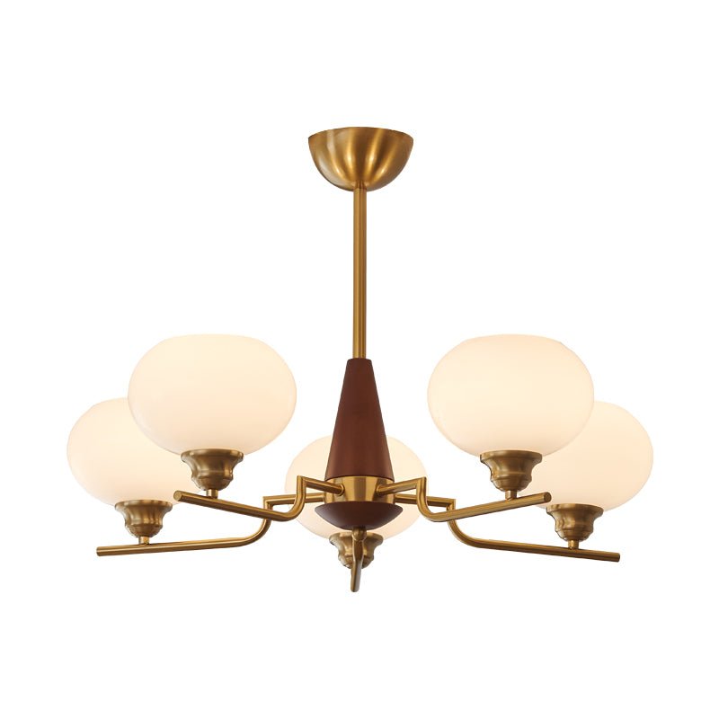Lustra Chandelier Walnut Frosted Glass Globes - Letslighting